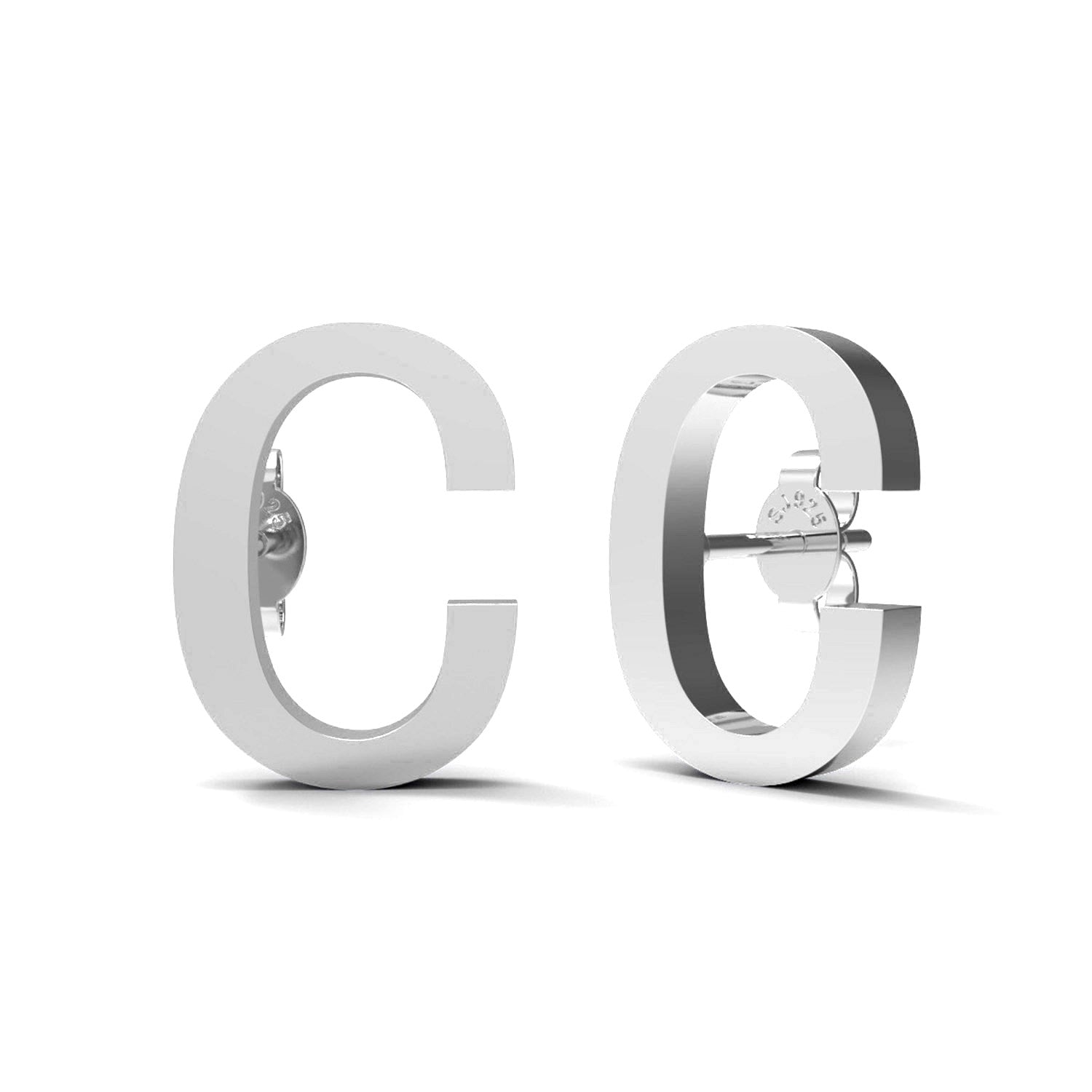 Initial "C" Monogram Stud Earring – Sterling Silver