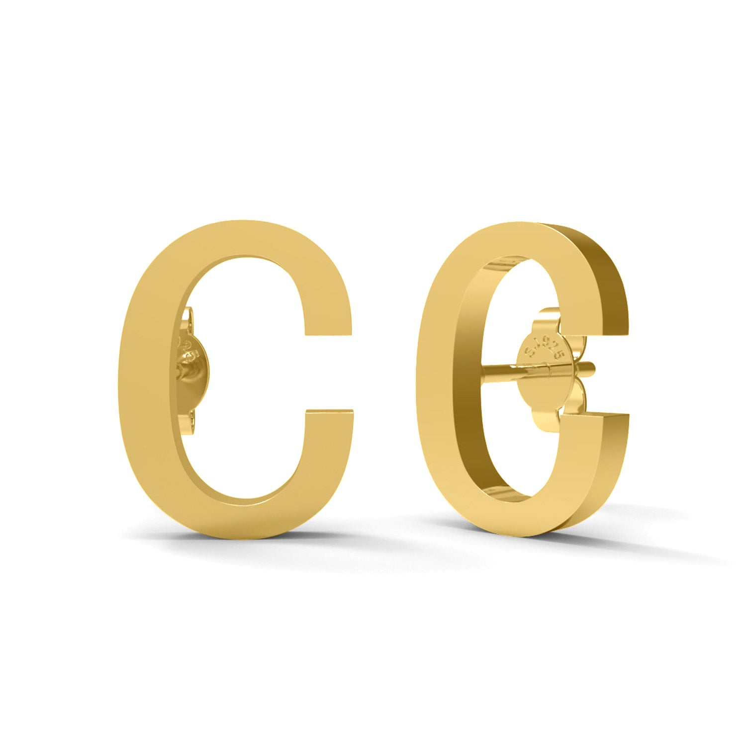 Initial "C" Monogram Stud Earring – Sterling Silver
