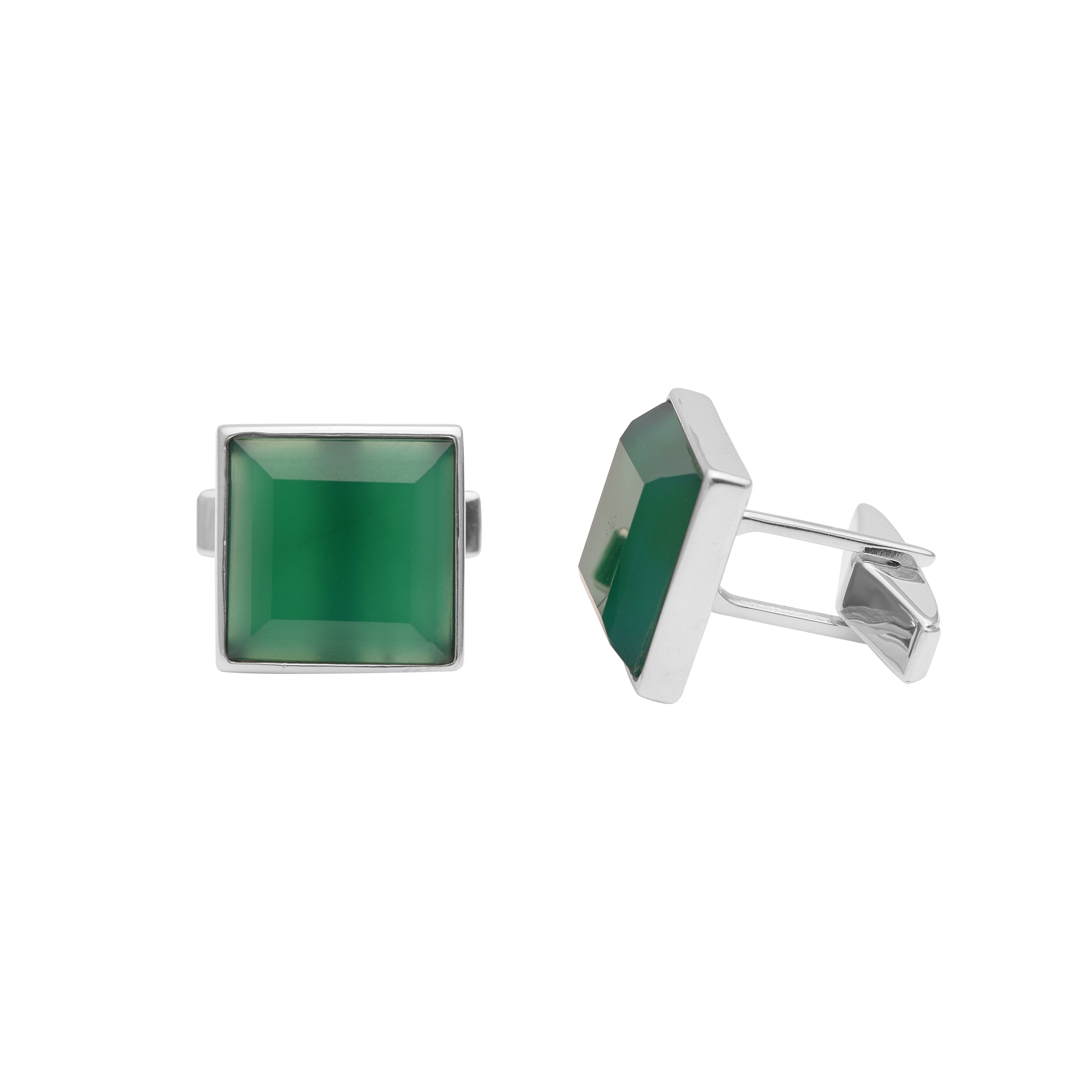 Green Onyx Square Cufflinks – Sterling Silver