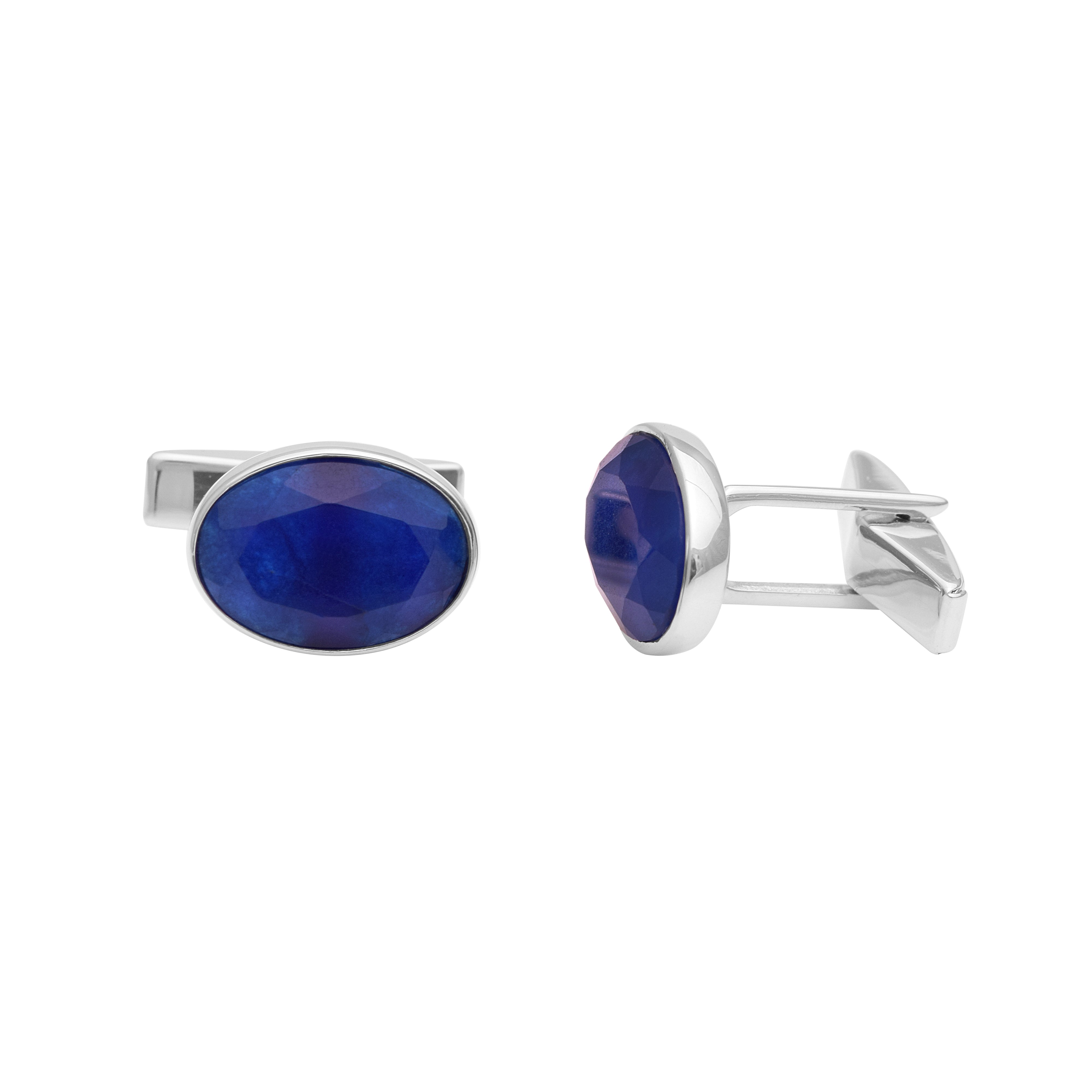 Oval Blue Lapis Lazuli Cufflinks – Sterling Silver