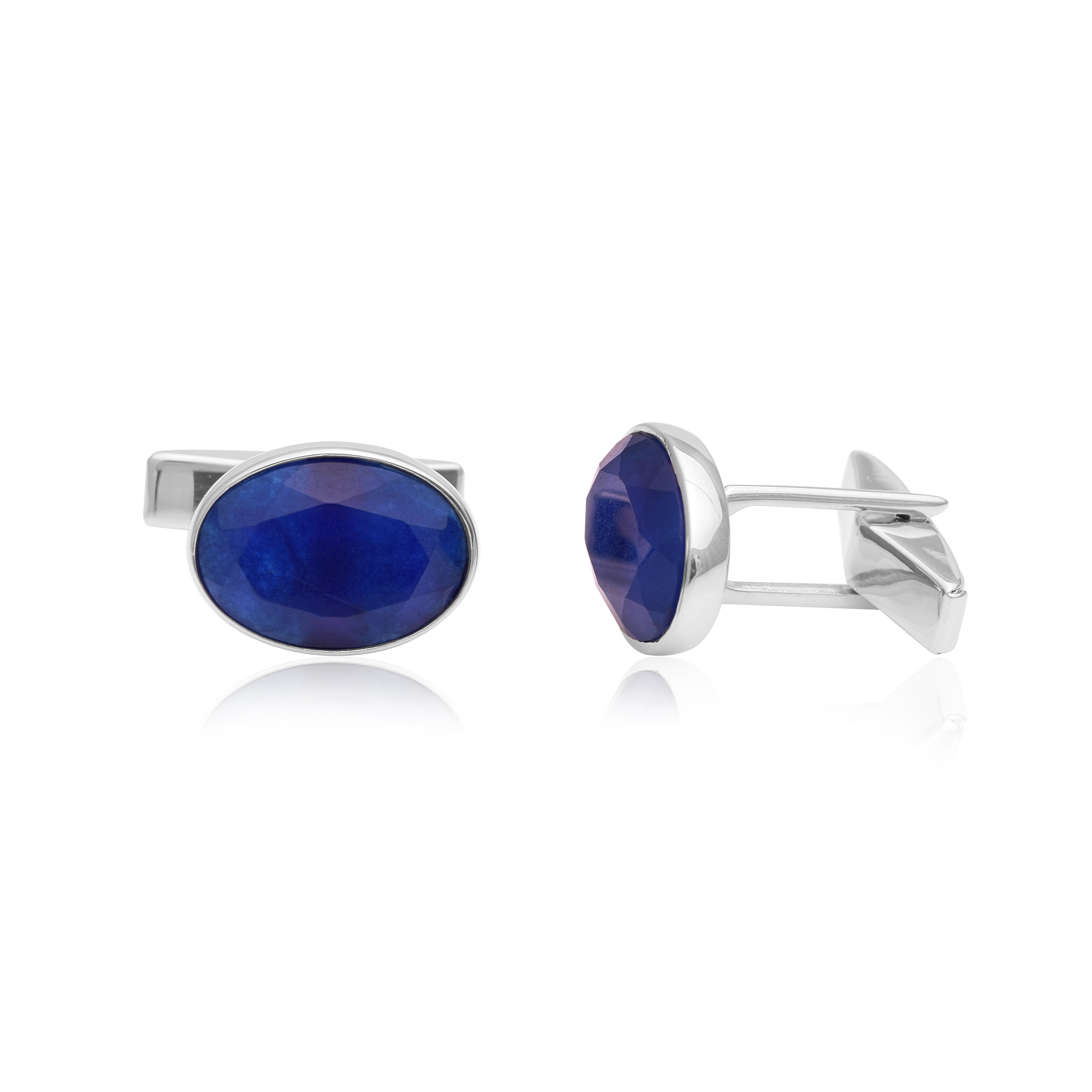 Oval Blue Lapis Lazuli Cufflinks – Sterling Silver