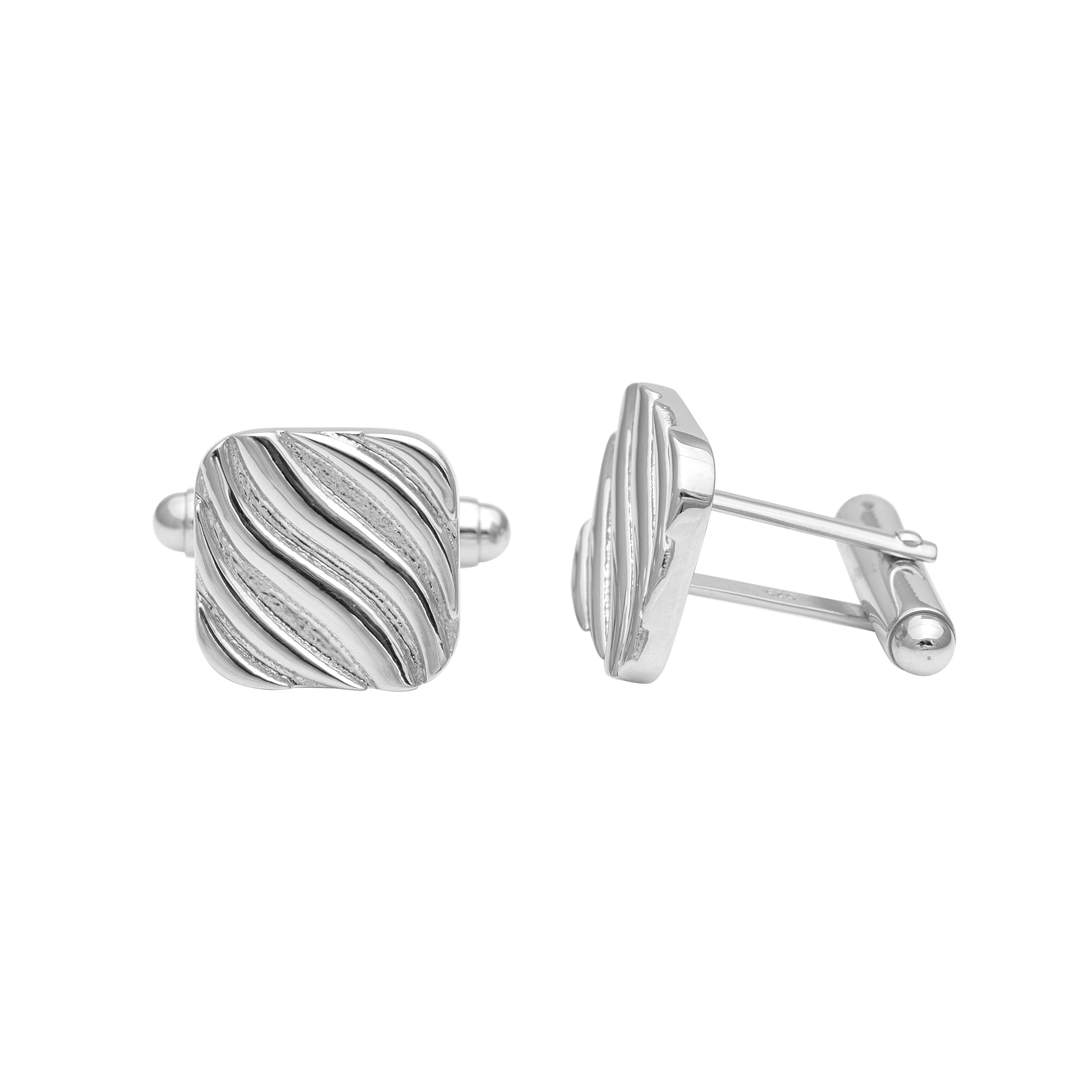 Square Wave-Pattern Cufflinks – Sterling Silver