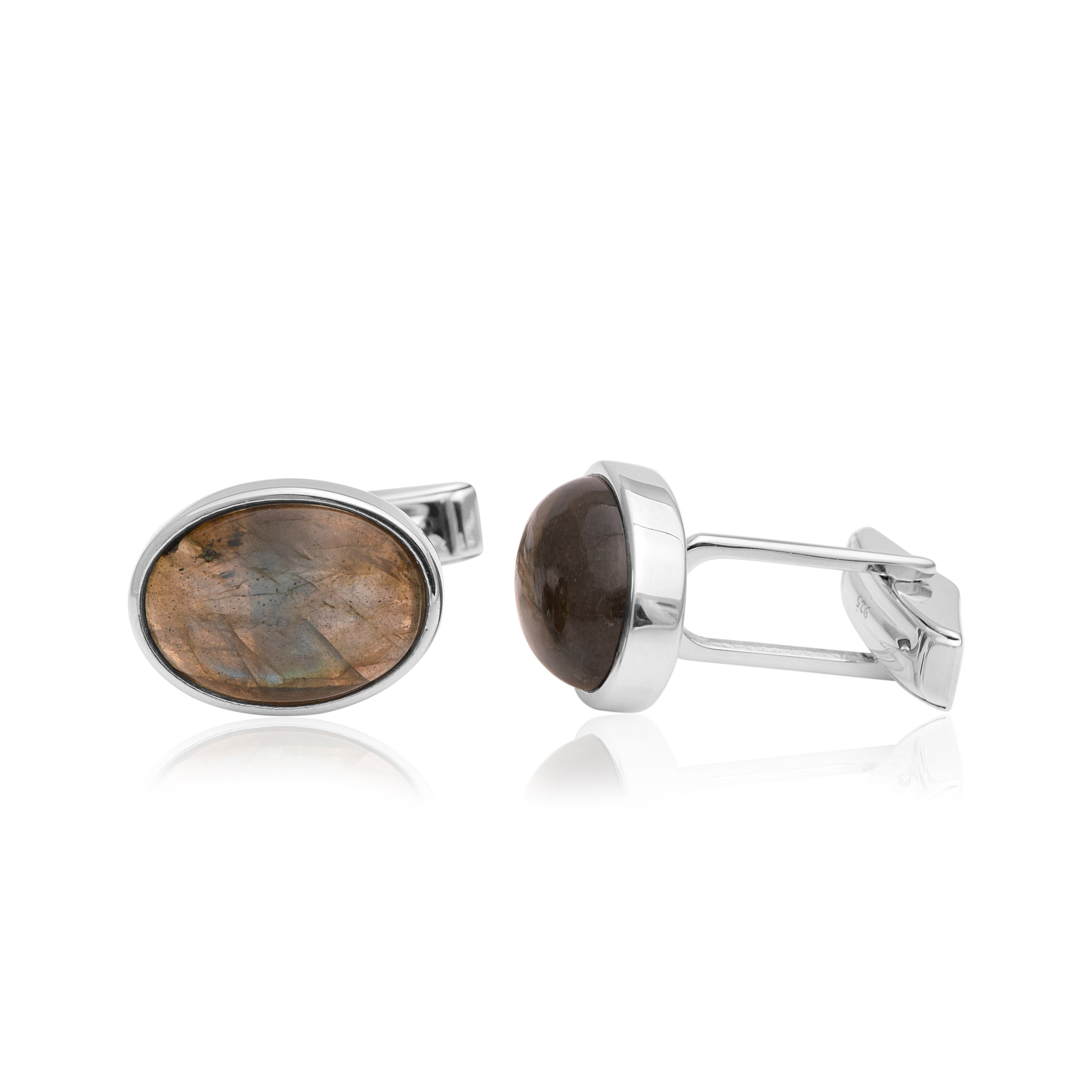 Labradorite Oval Cufflinks – Sterling Silver