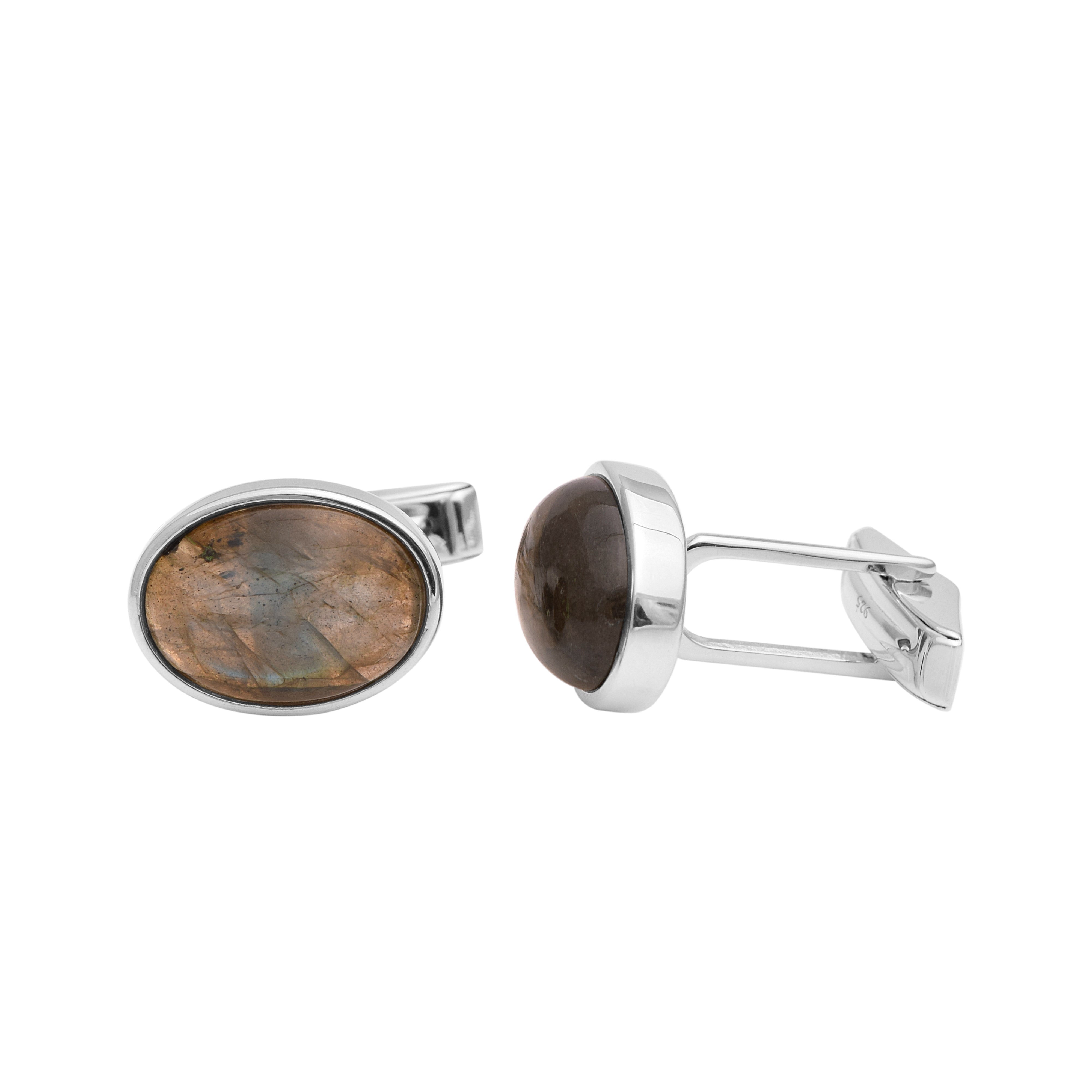 Labradorite Oval Cufflinks – Sterling Silver