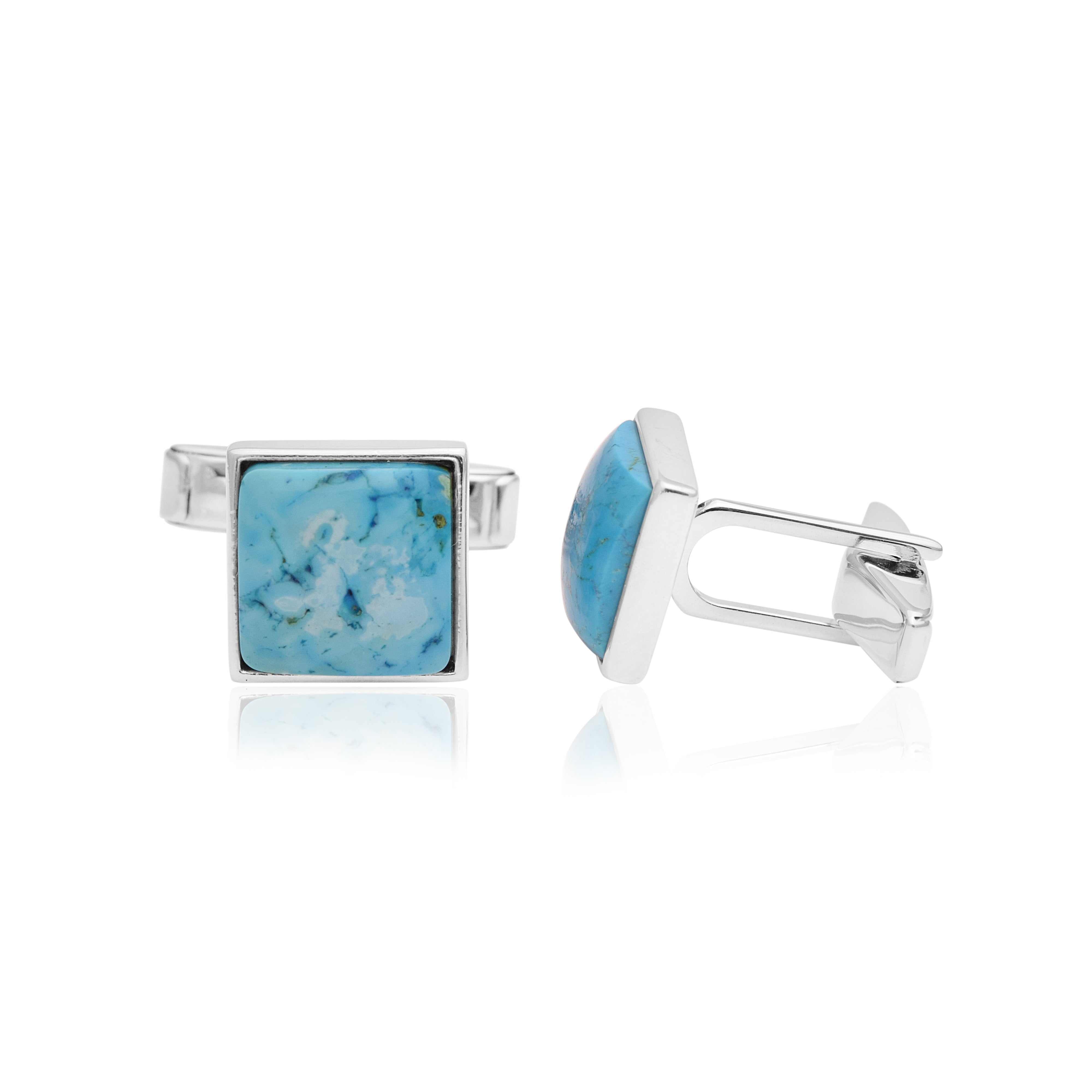 Larimar Square Cufflinks – Sterling Silver