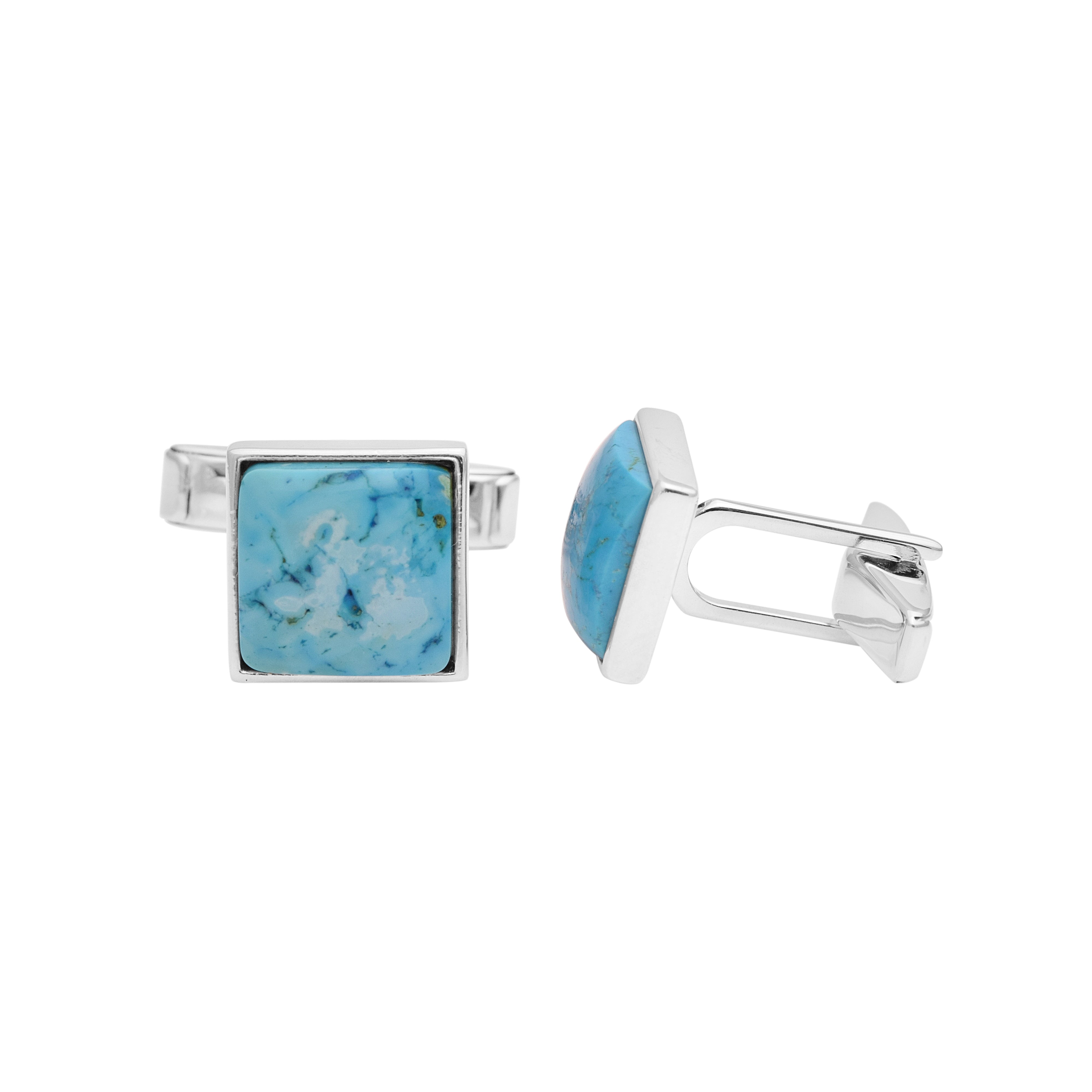Larimar Square Cufflinks – Sterling Silver
