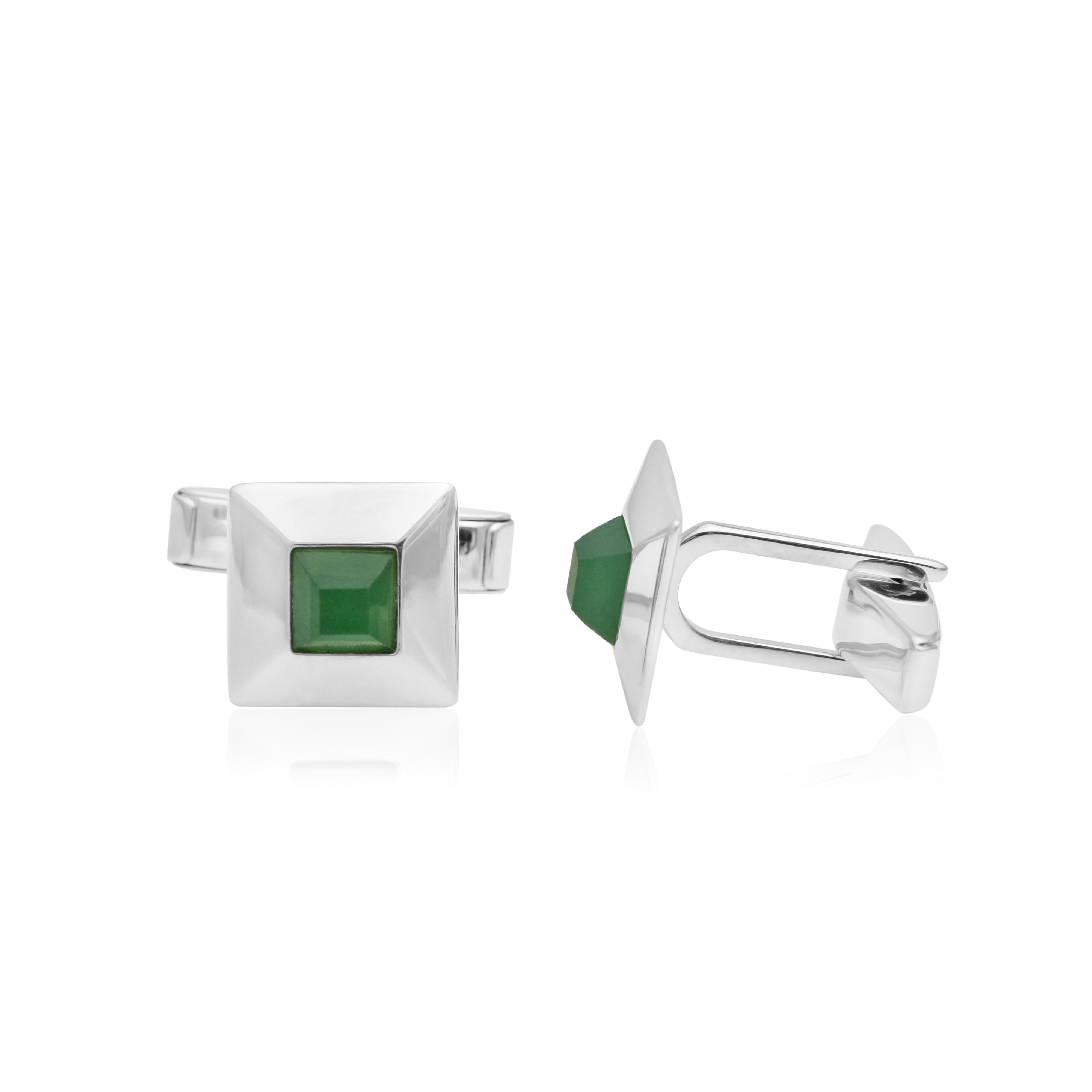 Pyramid Green Onyx Cufflinks – Sterling Silver