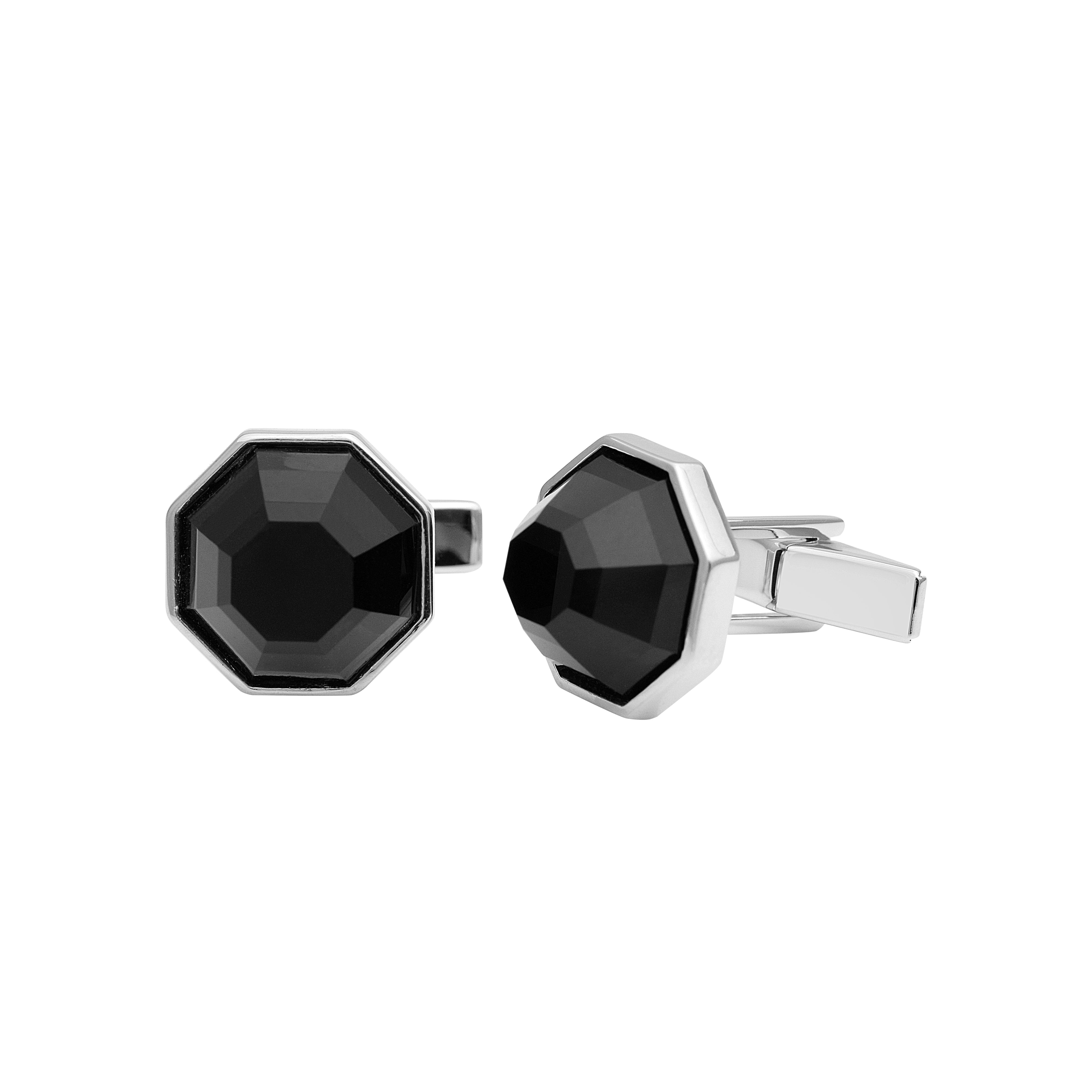 Geometric Black Onyx Cufflinks – Sterling Silver