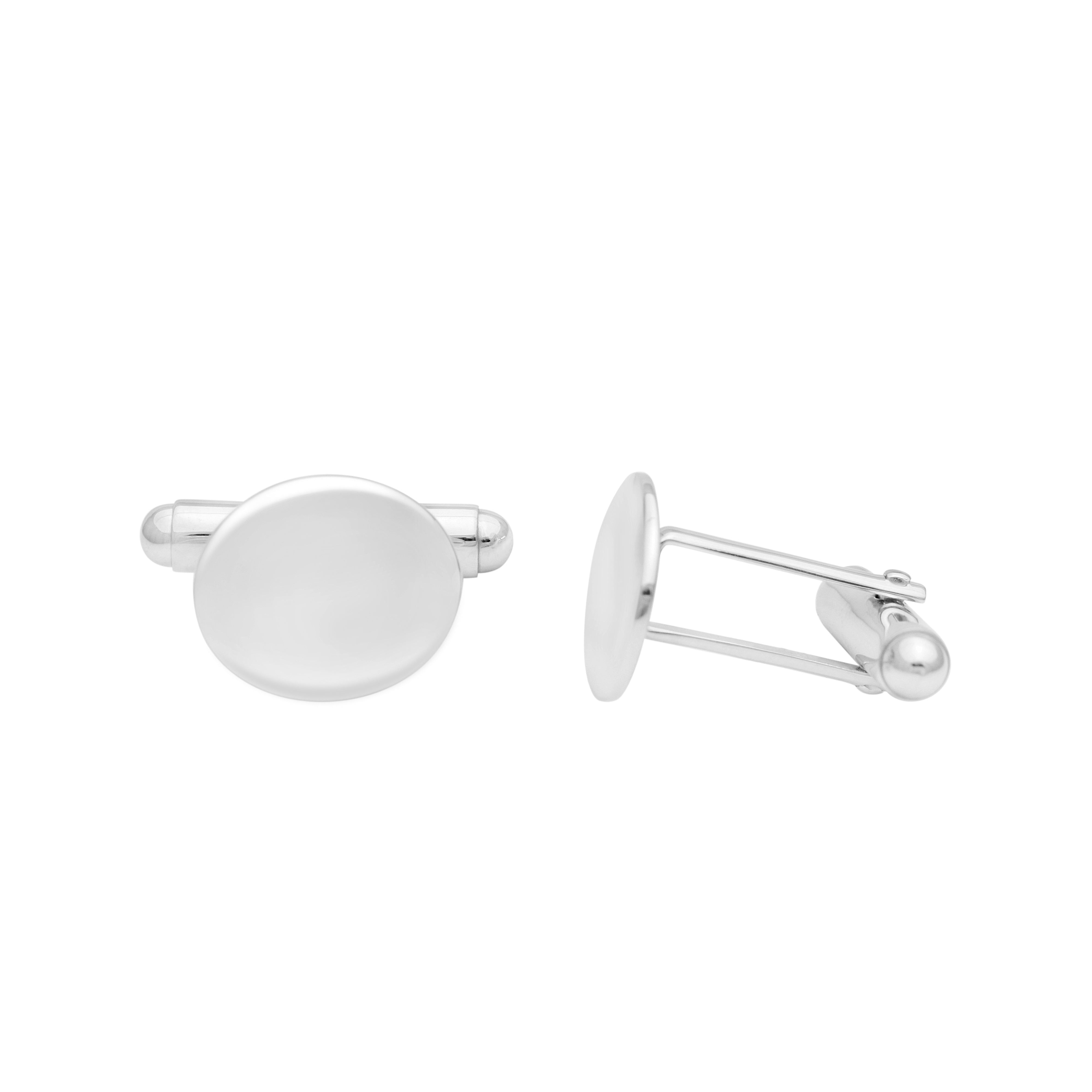 Plain Round Cufflinks - Sterling Silver