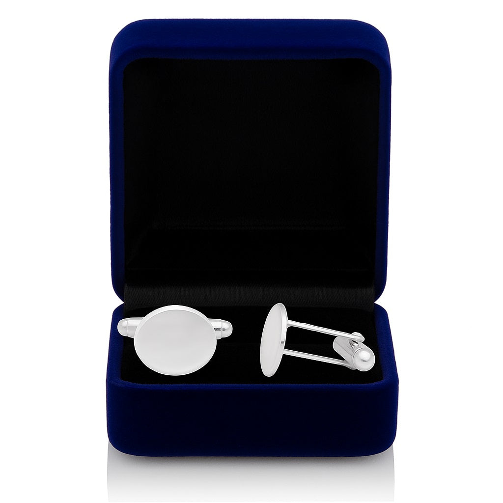 Plain Round Cufflinks - Sterling Silver