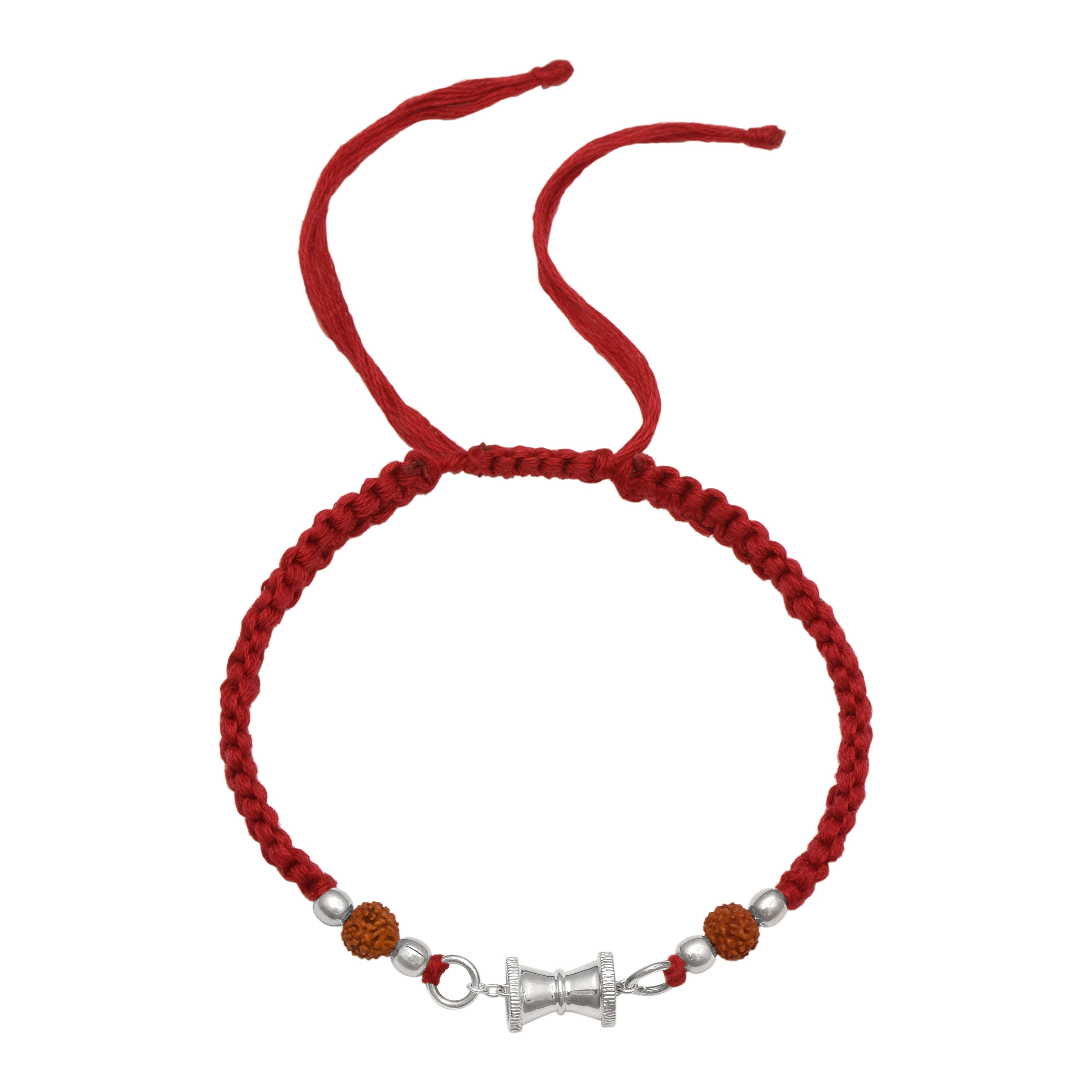 Damru Charm Red Thread Rudraksha Bracelet