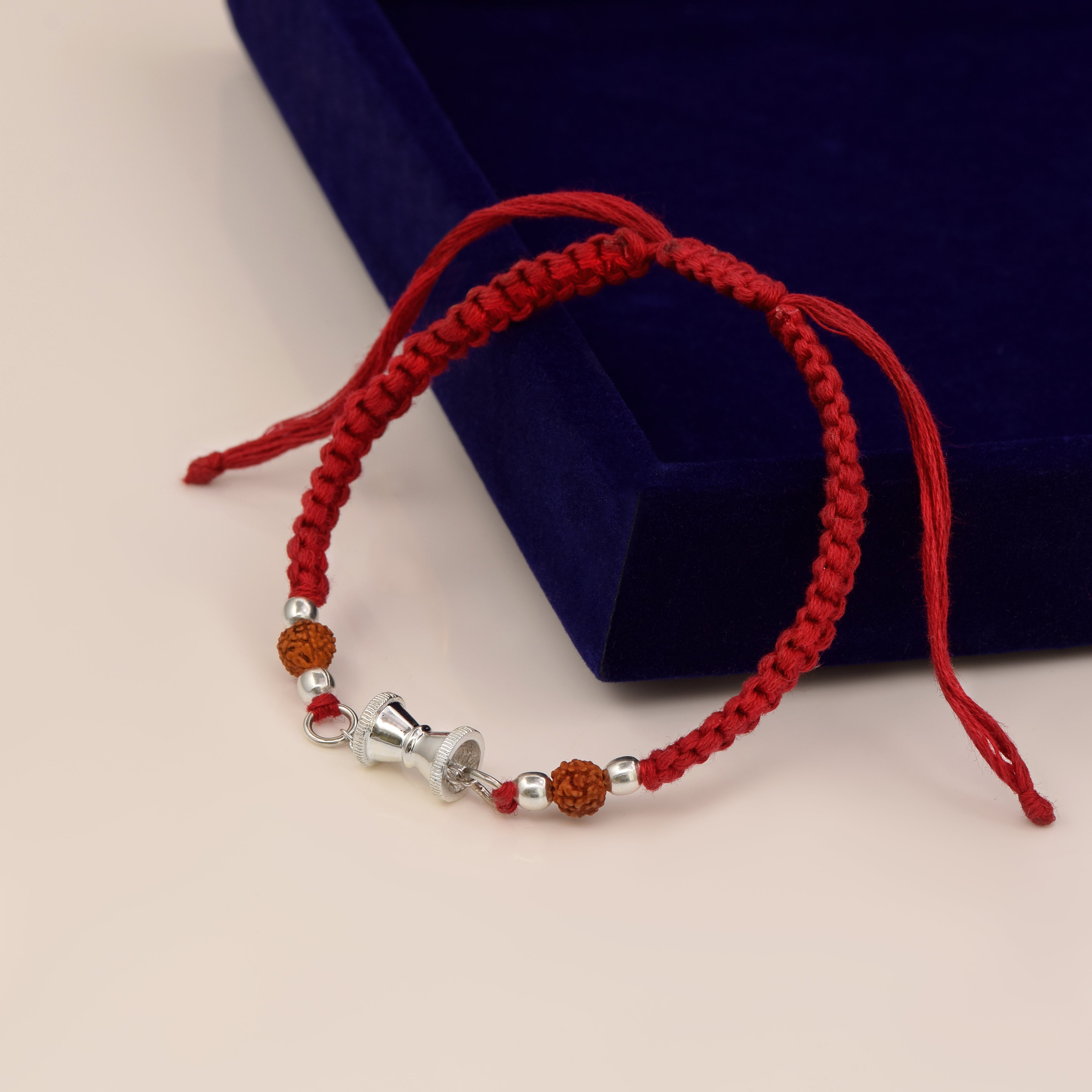Damru Charm Red Thread Rudraksha Bracelet