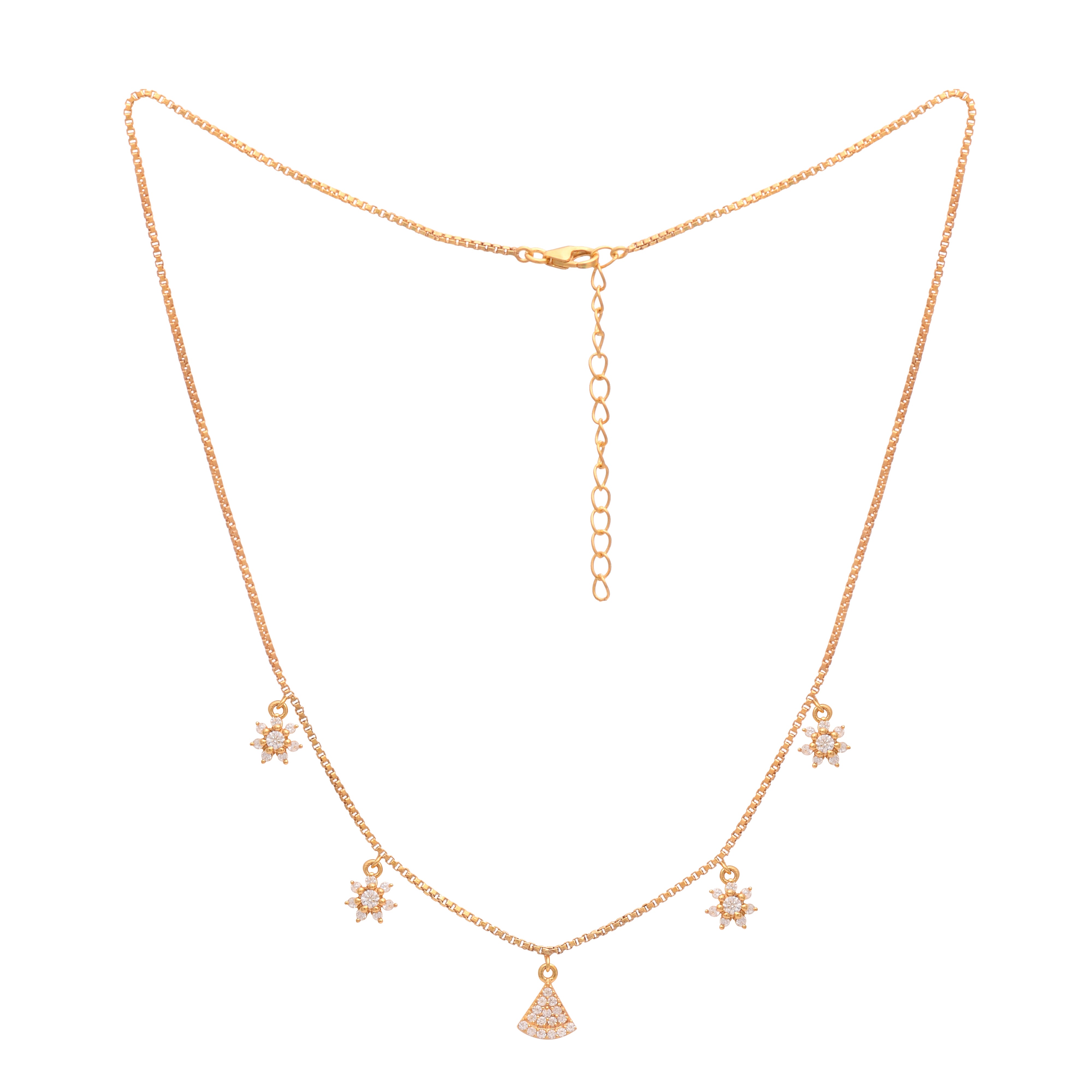 Starburst & Fan Charm Gold Vermeil Necklace - Sterling Silver