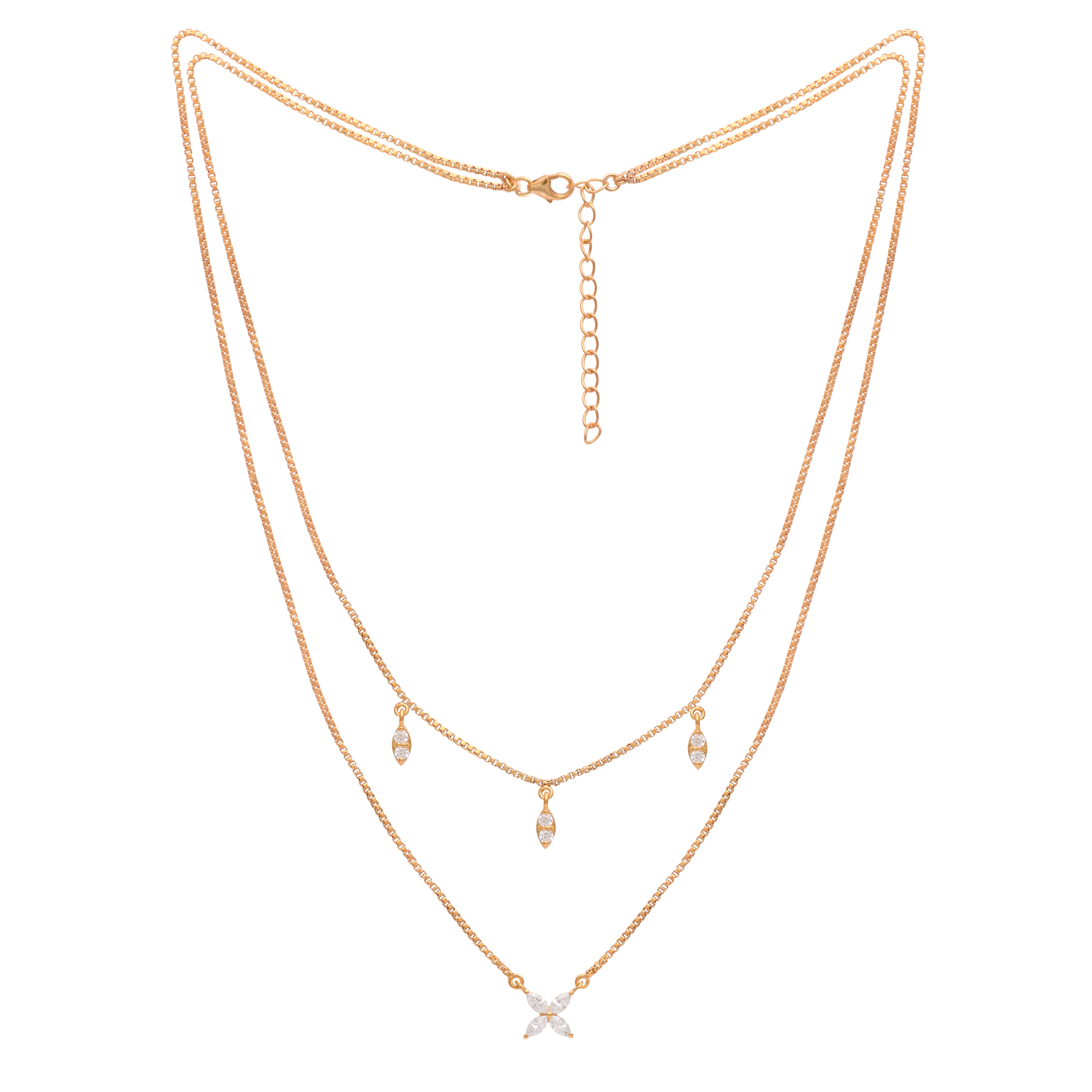 Double Layer Chic Design Gold Vermeil Necklace - Sterling Silver