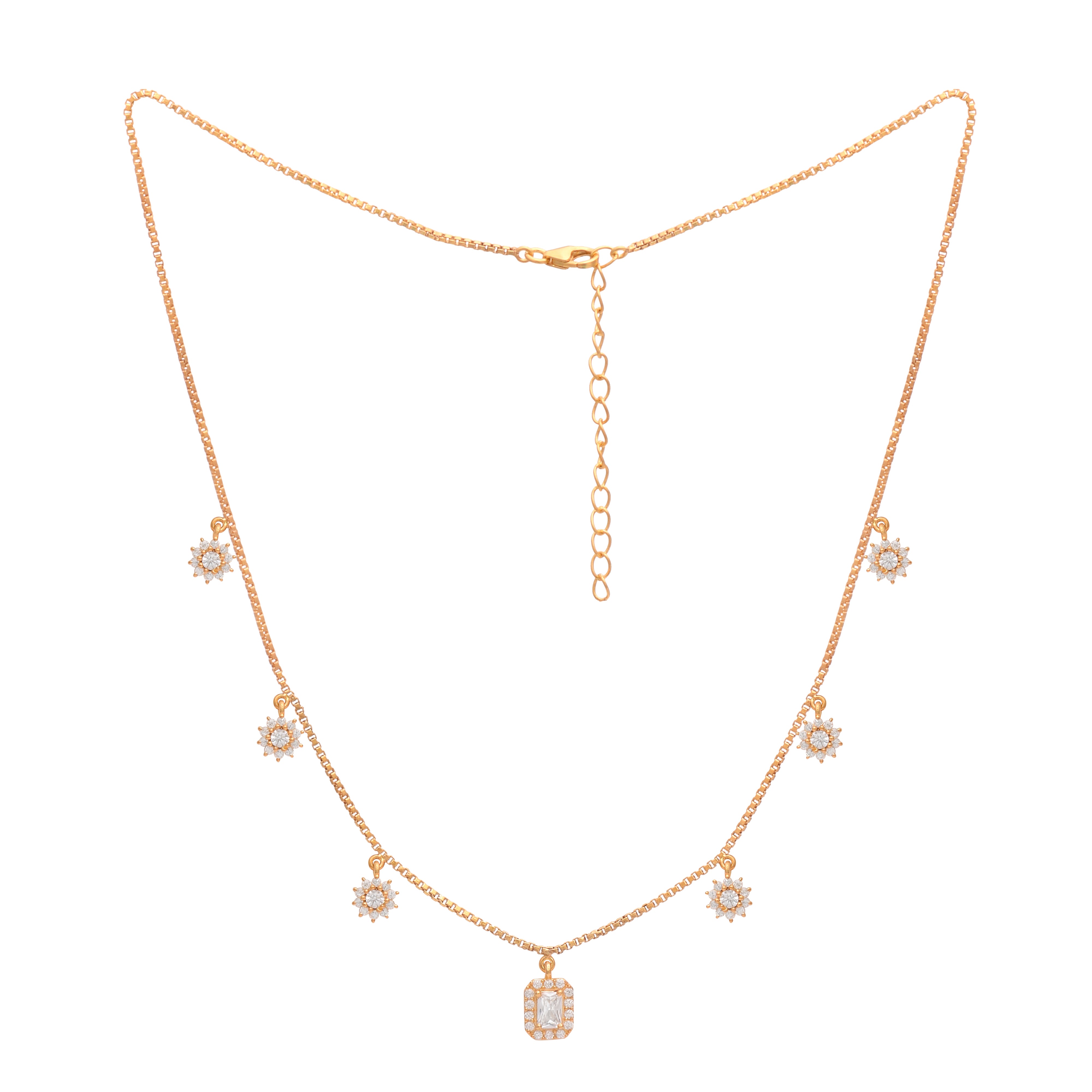 Sunburst Charm Design Gold Vermeil Necklace - Sterling Silver