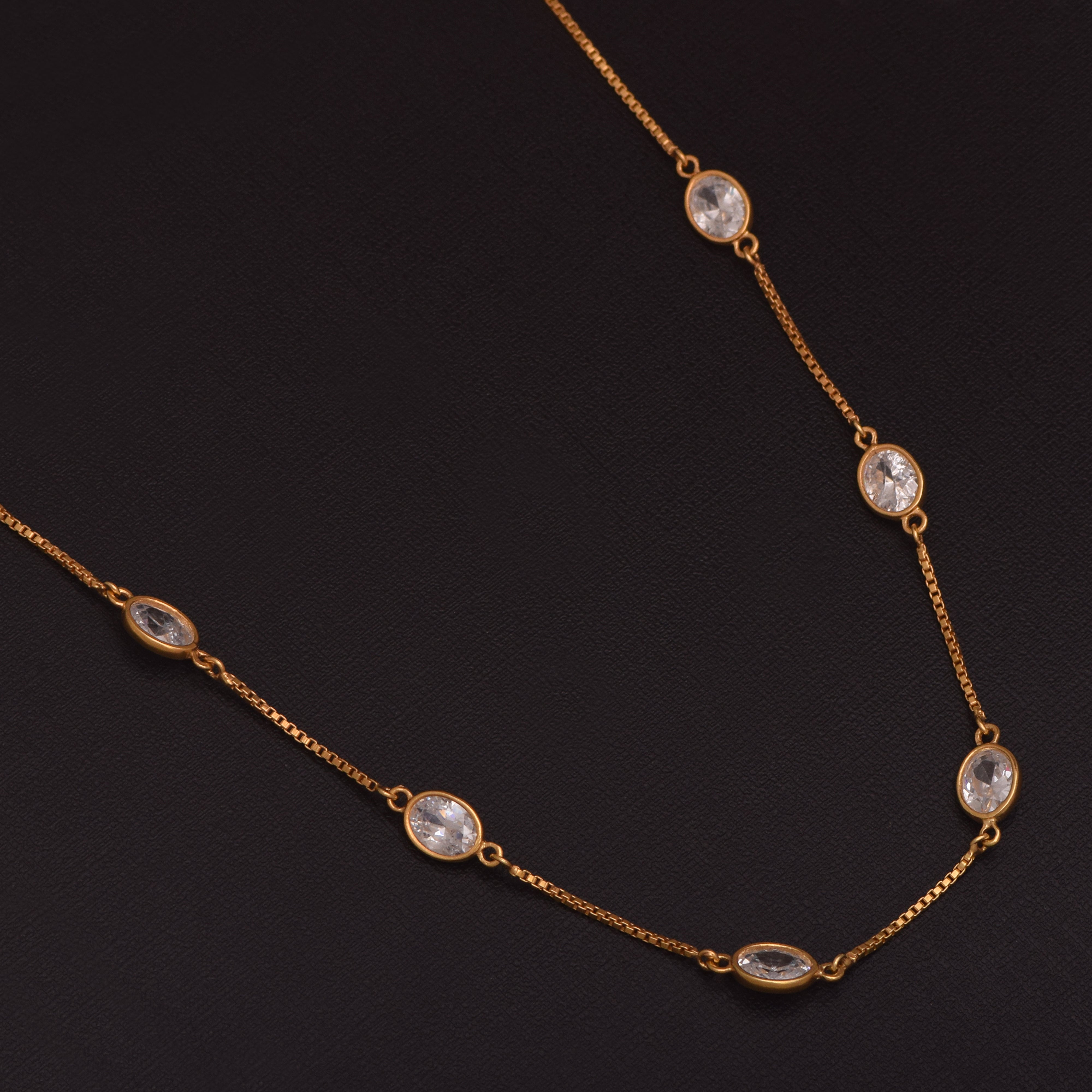 White CZ Gold Vermeil Station Necklace - Sterling Silver