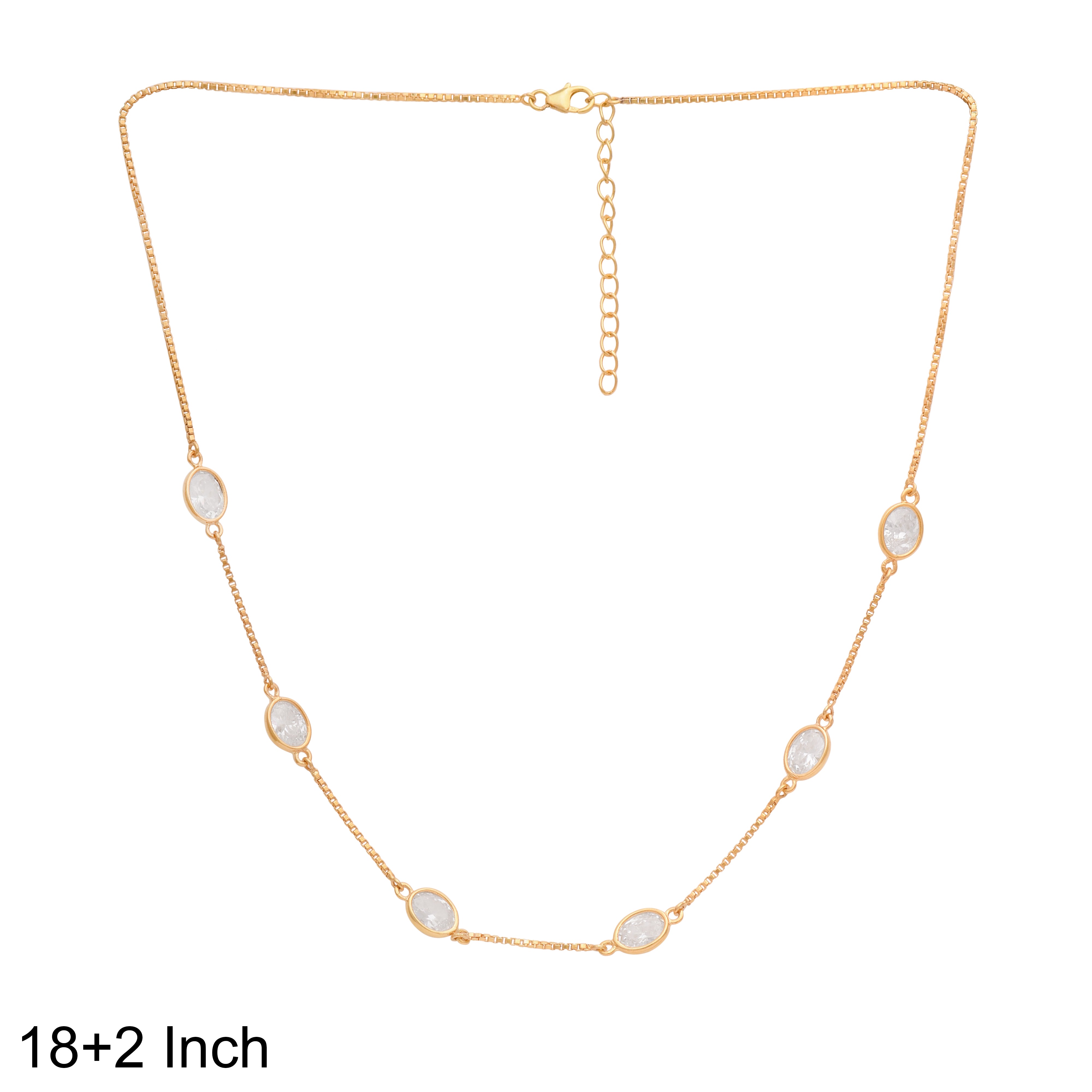 White CZ Gold Vermeil Station Necklace - Sterling Silver