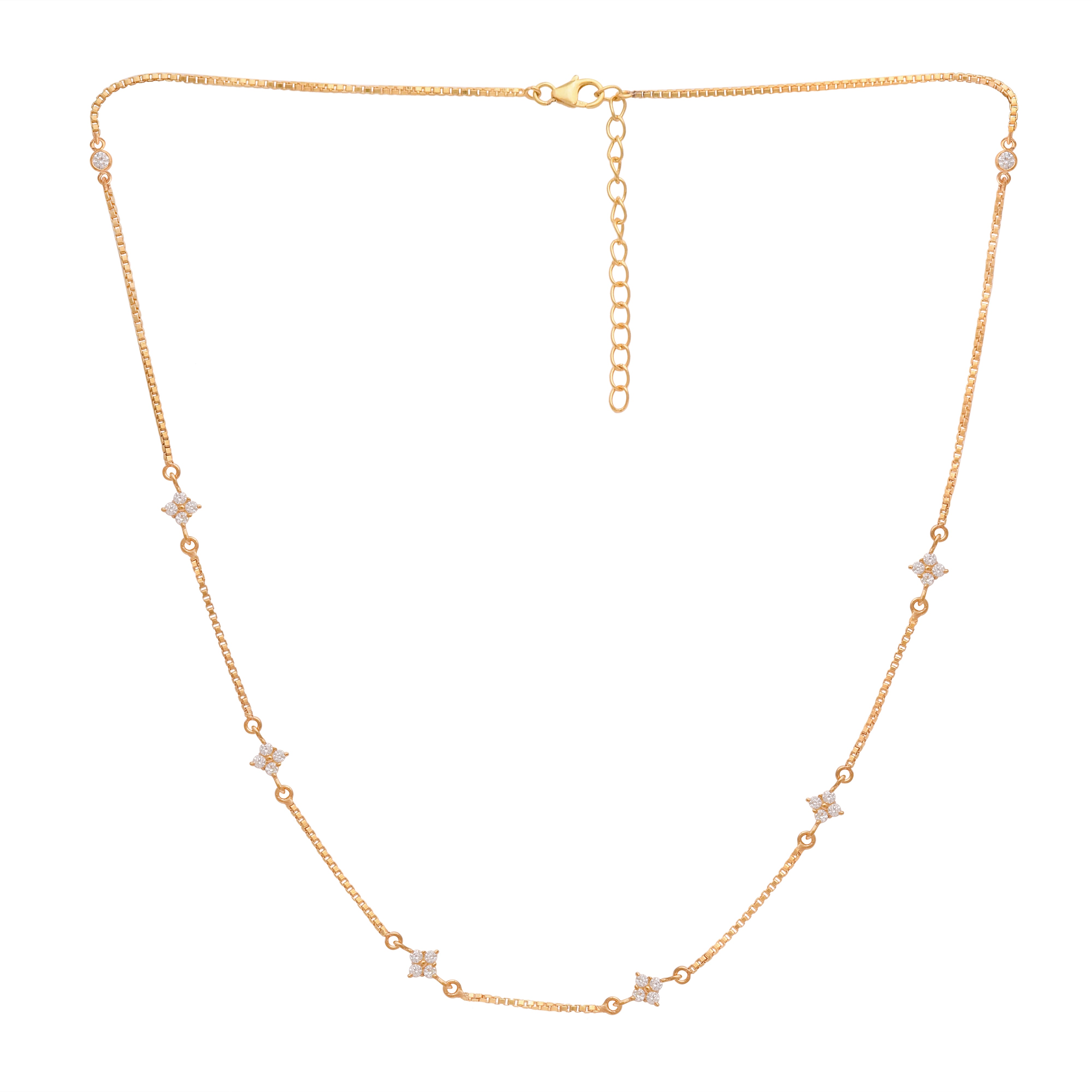 Star Shape Gold Vermeil Station Necklace - Sterling Silver