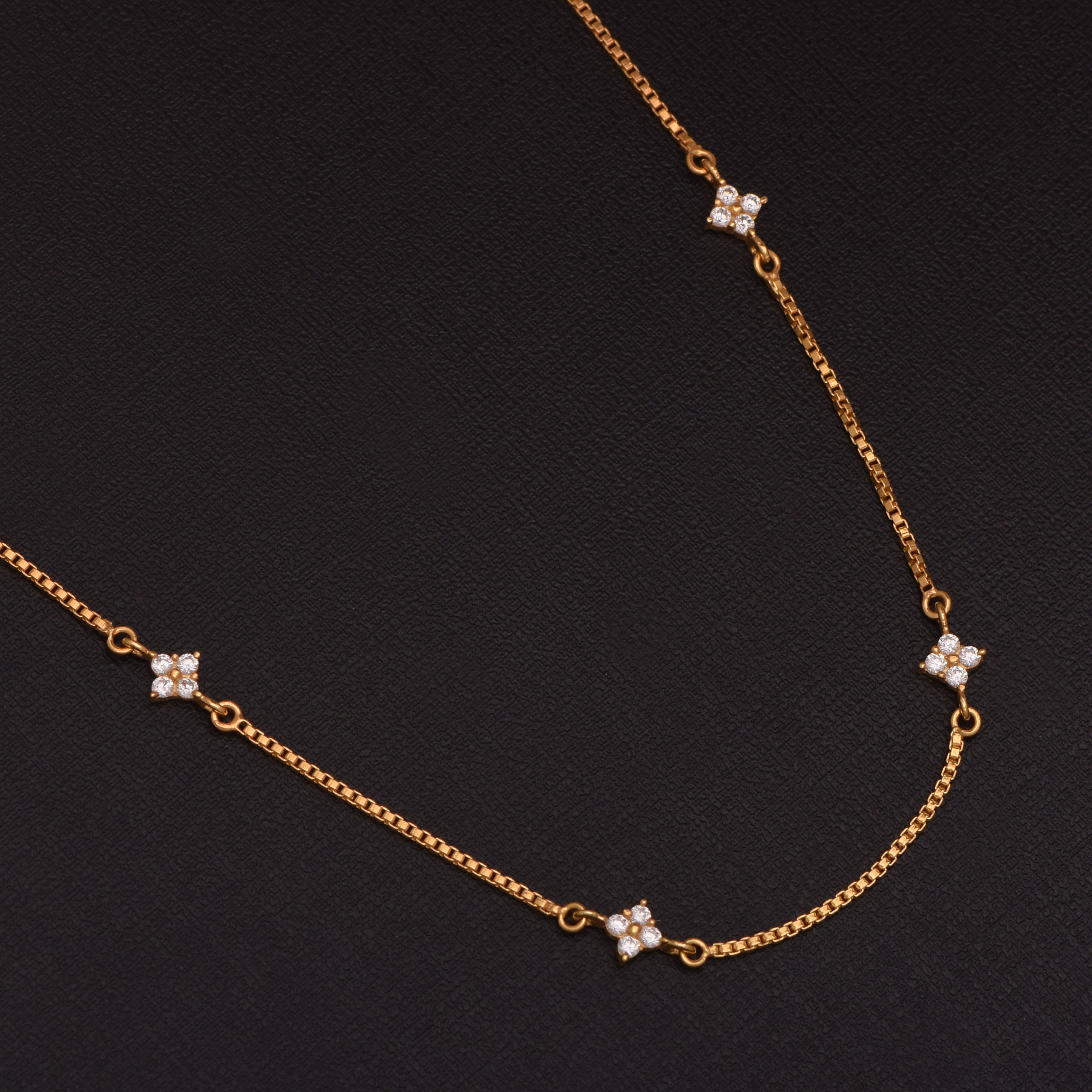 Star Shape Gold Vermeil Station Necklace - Sterling Silver
