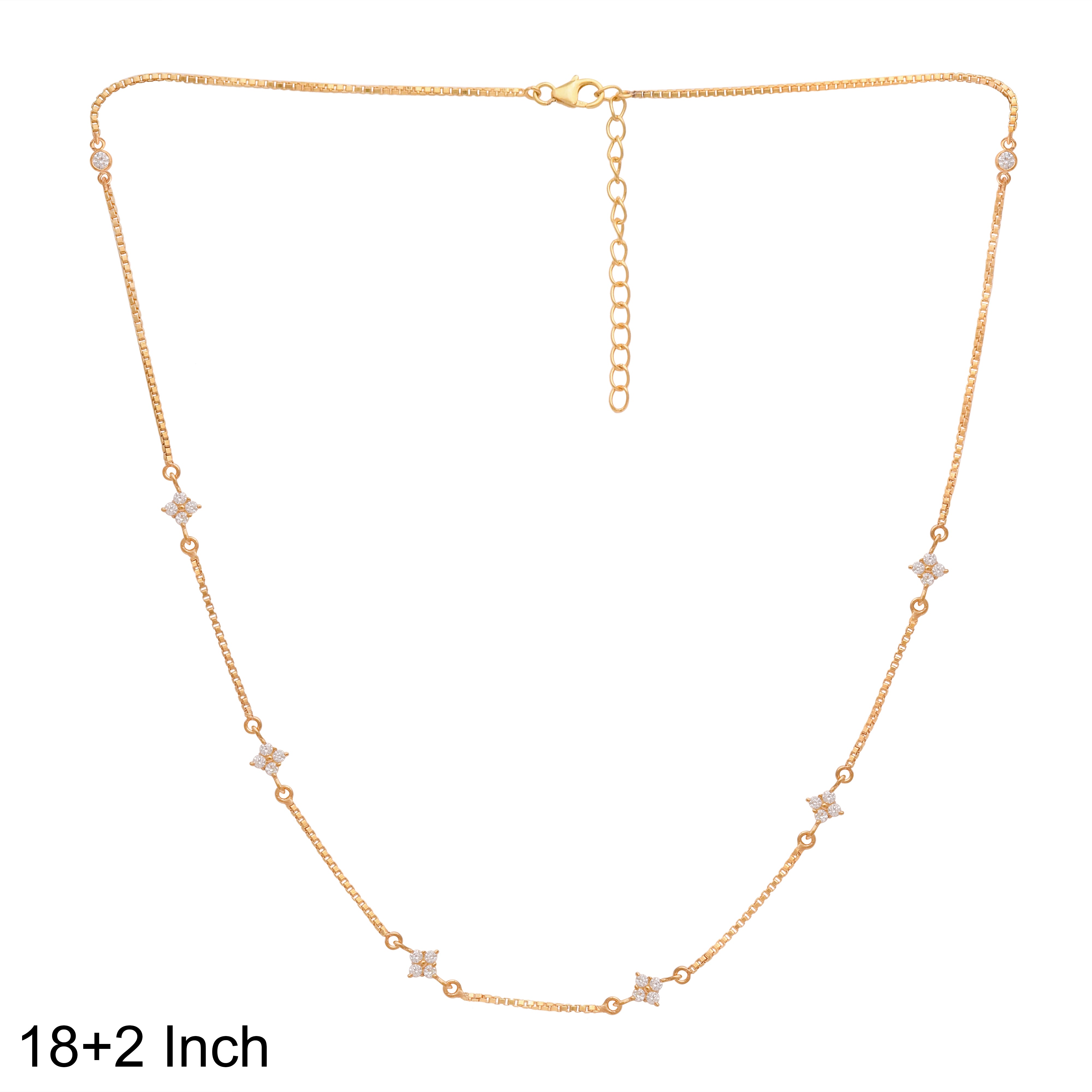 Star Shape Gold Vermeil Station Necklace - Sterling Silver