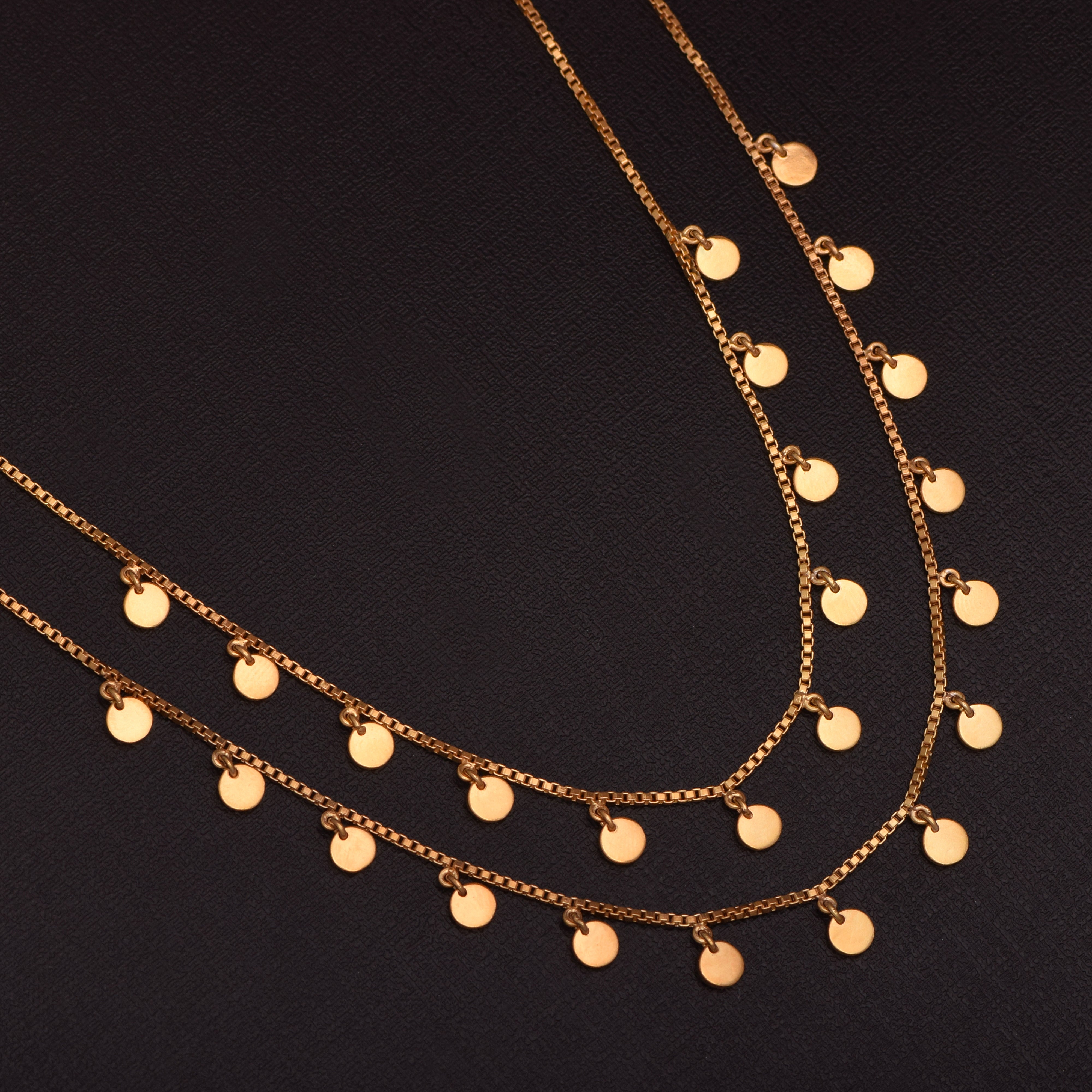 Double Layer Disc Charm Gold Vermeil Necklace - Sterling Silver