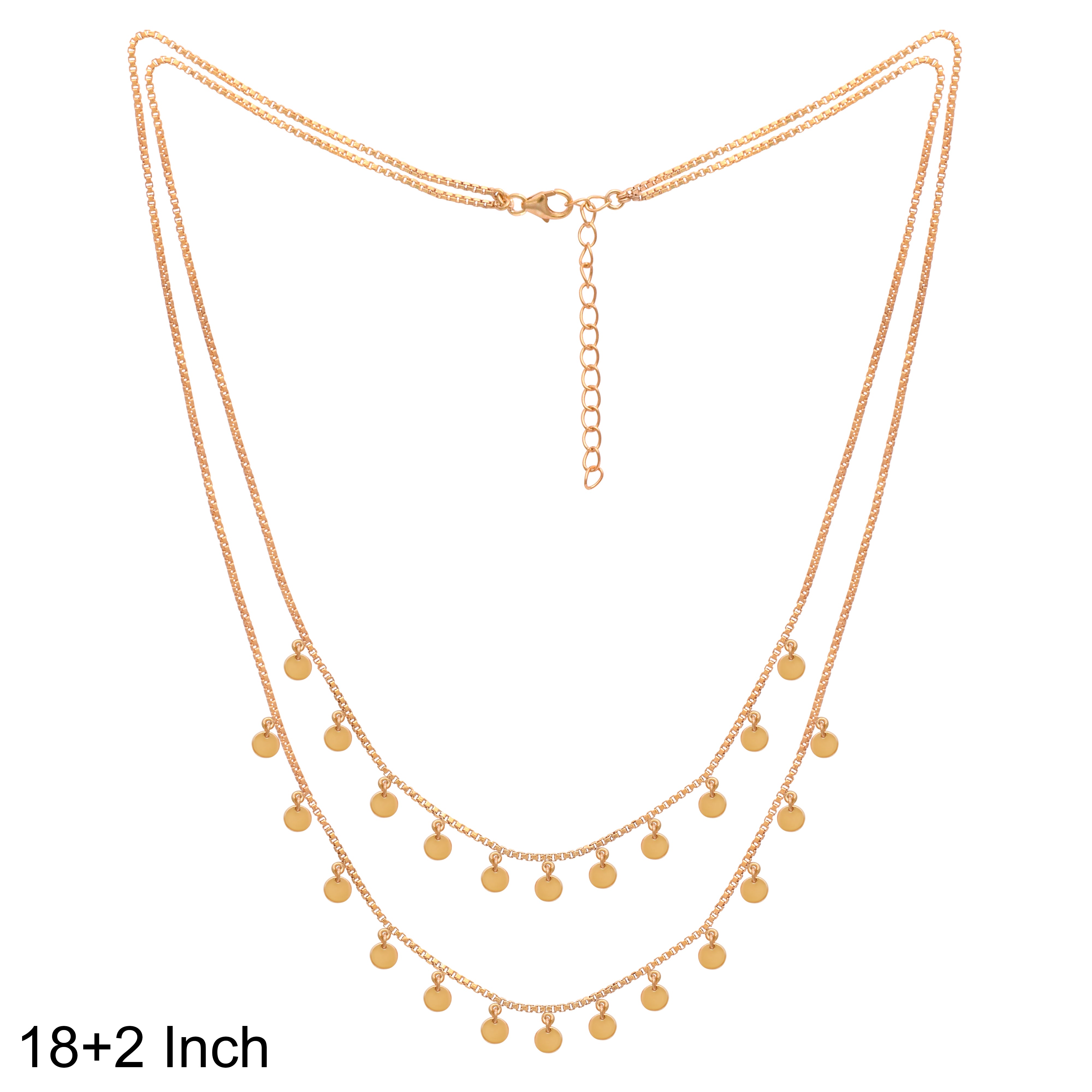 Double Layer Disc Charm Gold Vermeil Necklace - Sterling Silver