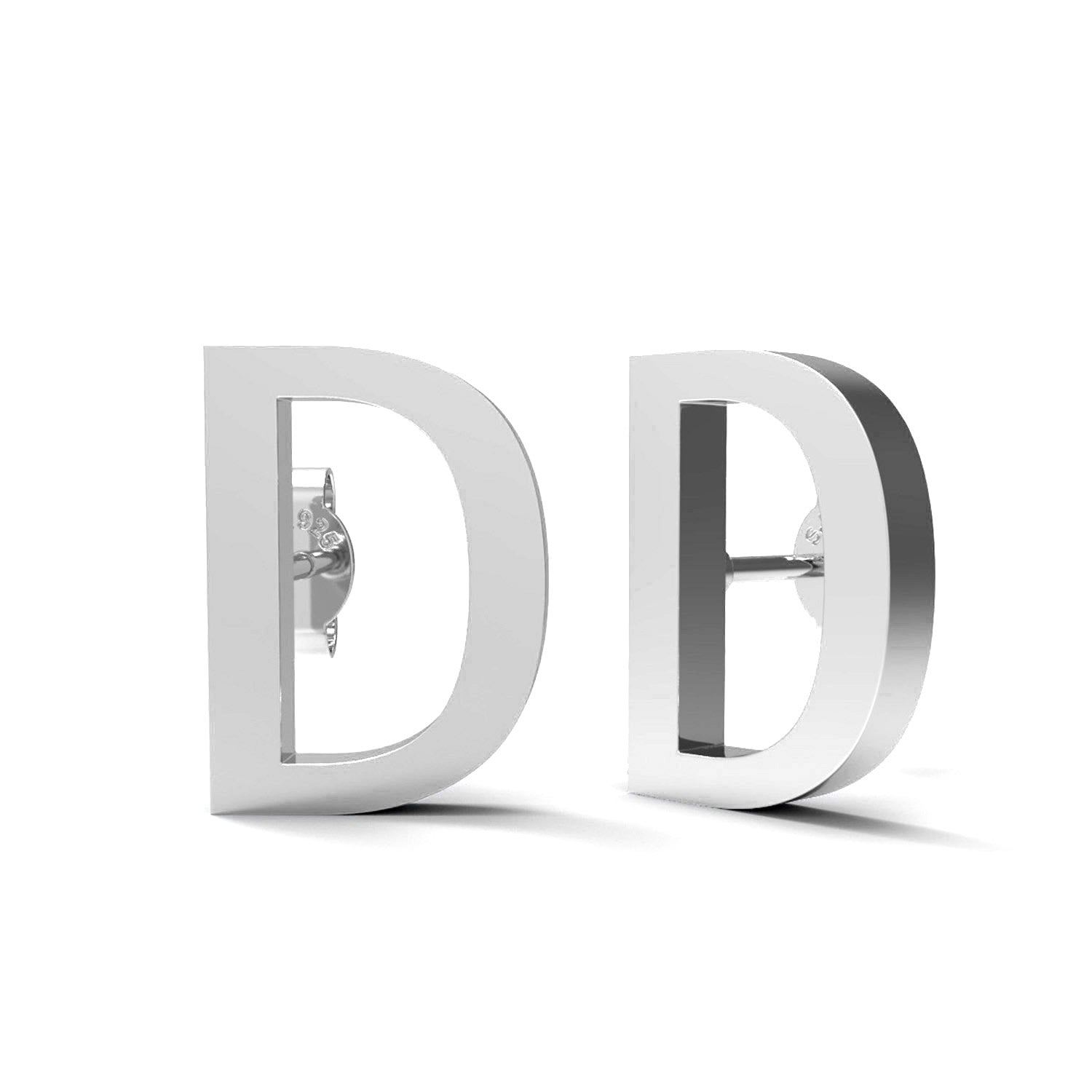 Initial "D" Monogram Stud Earring – Sterling Silver