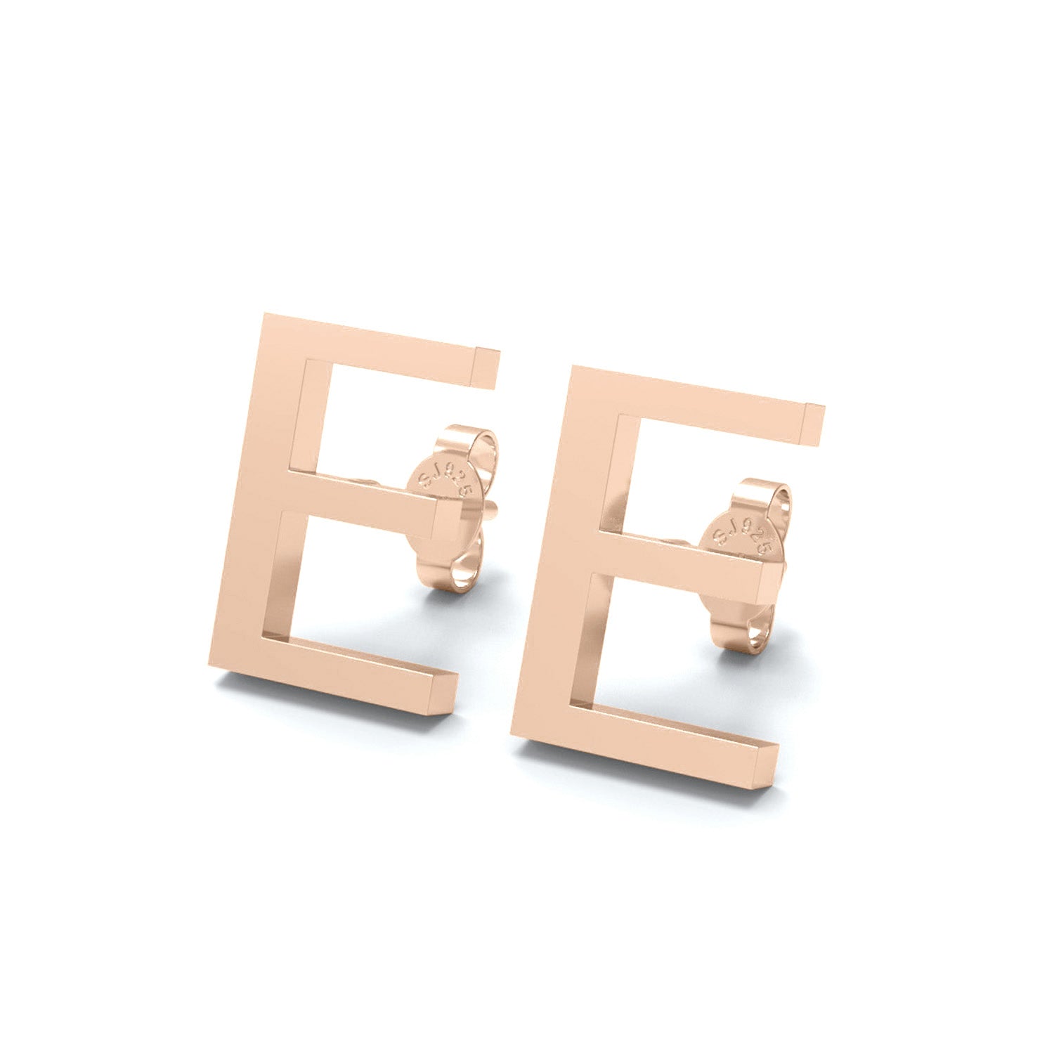 Initial "E" Monogram Stud Earring – Sterling Silver