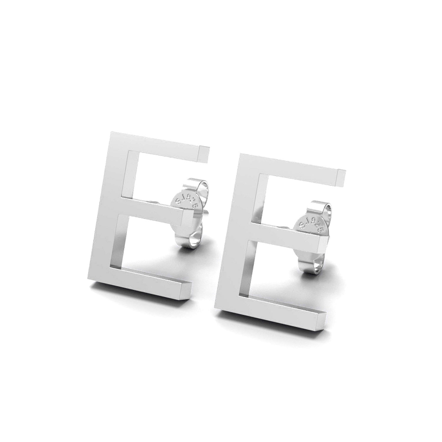 Initial "E" Monogram Stud Earring – Sterling Silver