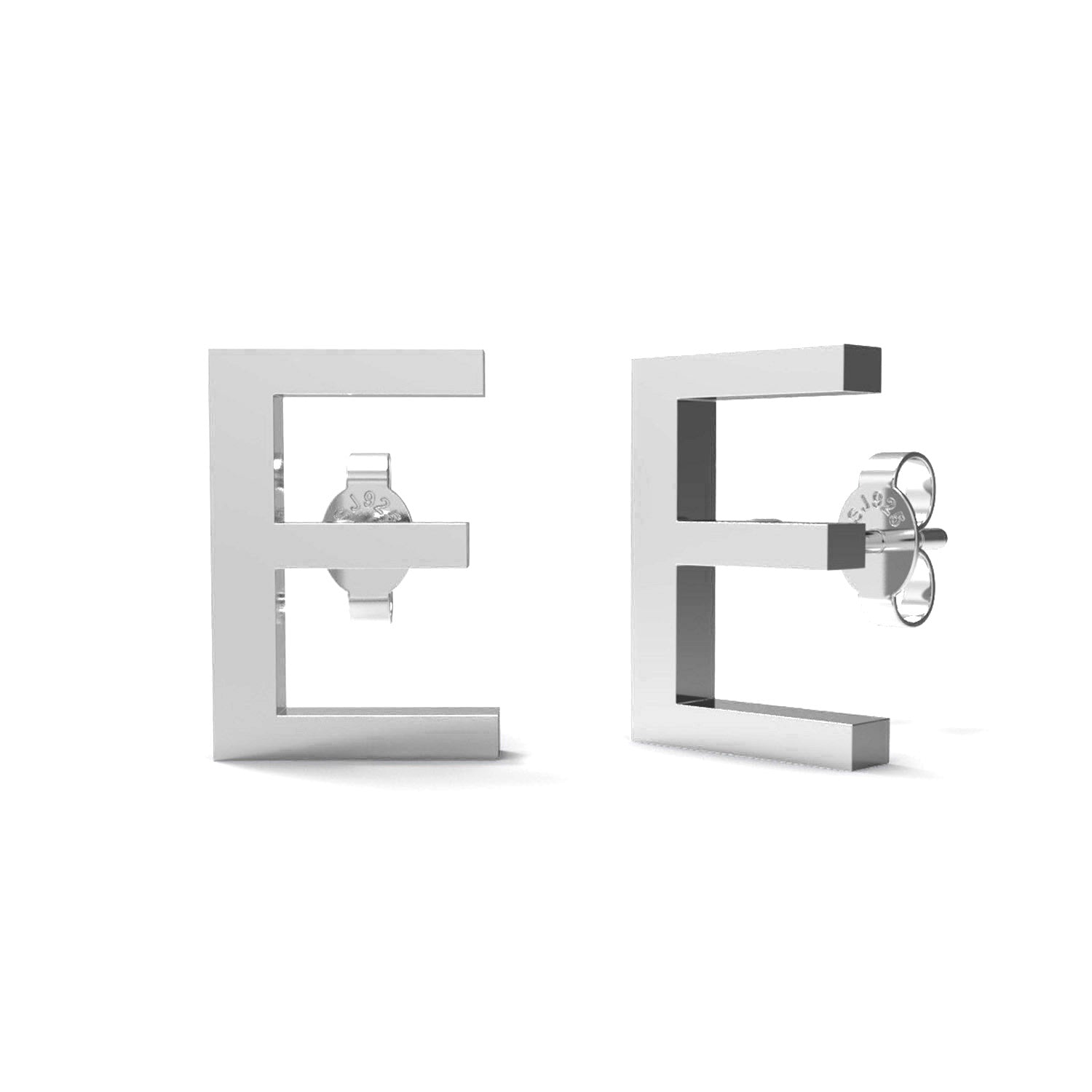 Initial "E" Monogram Stud Earring – Sterling Silver