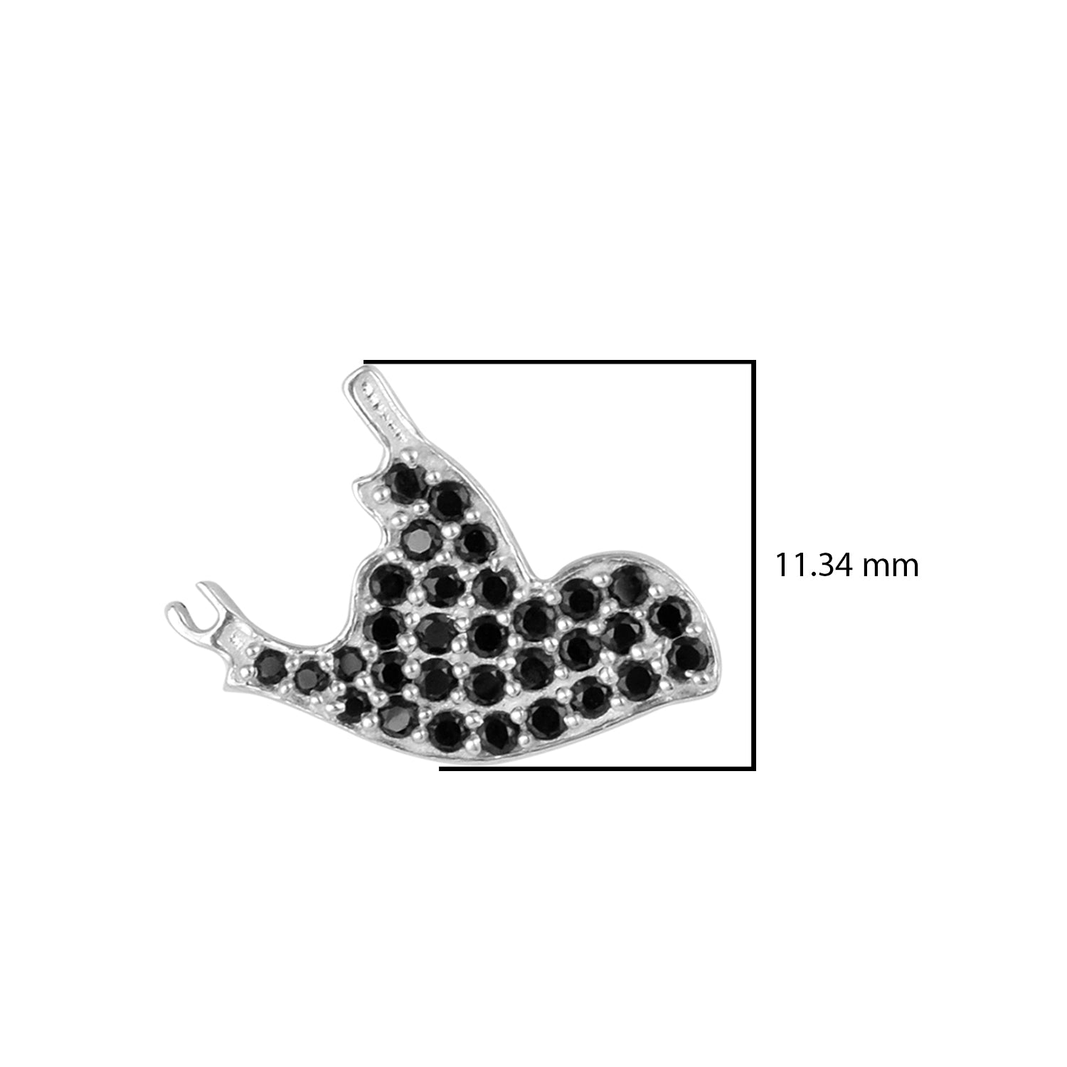 Black Spinel Sparrow Stud Earrings - Sterling Silver