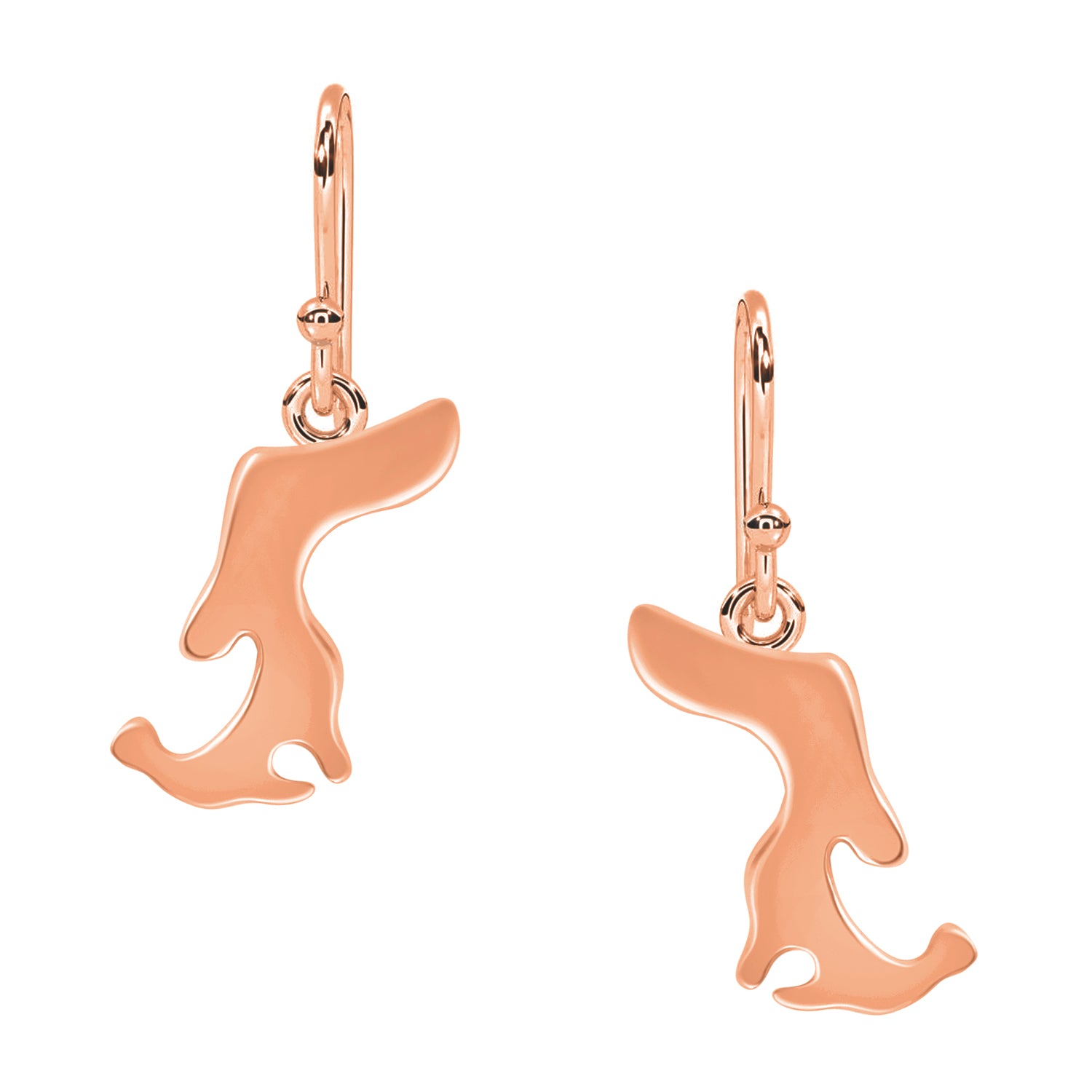 Dachshund Dog Silhouette Drop Earrings - Sterling Silver