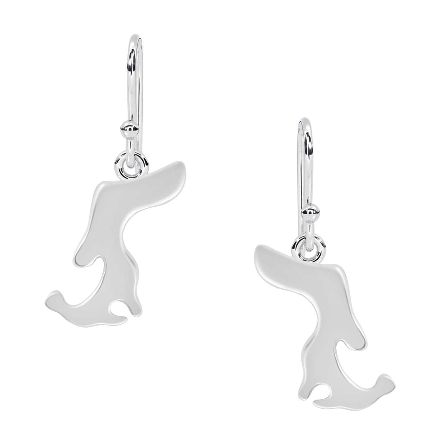 Dachshund Dog Silhouette Drop Earrings - Sterling Silver