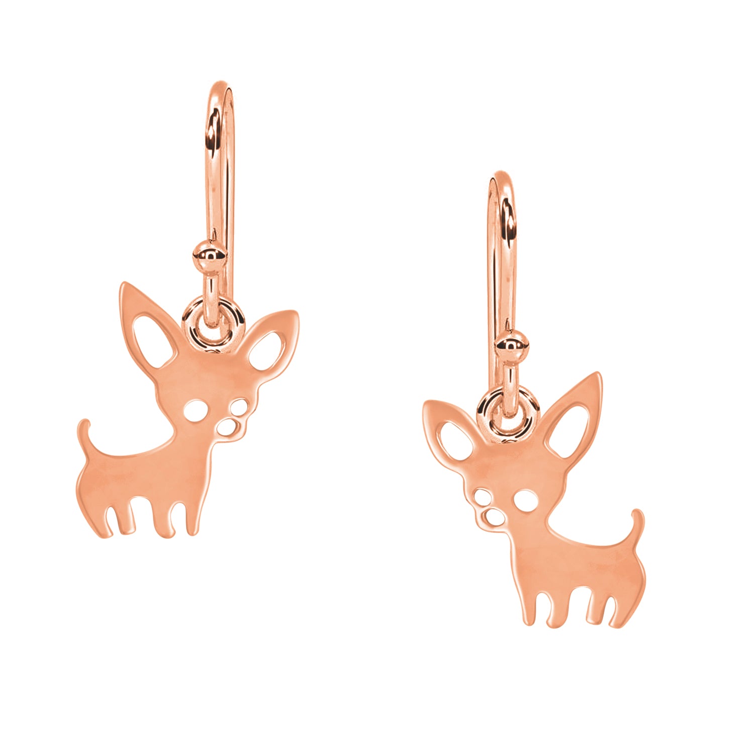 Playful Chihuahua Silhouette Drop Earrings - Sterling Silver
