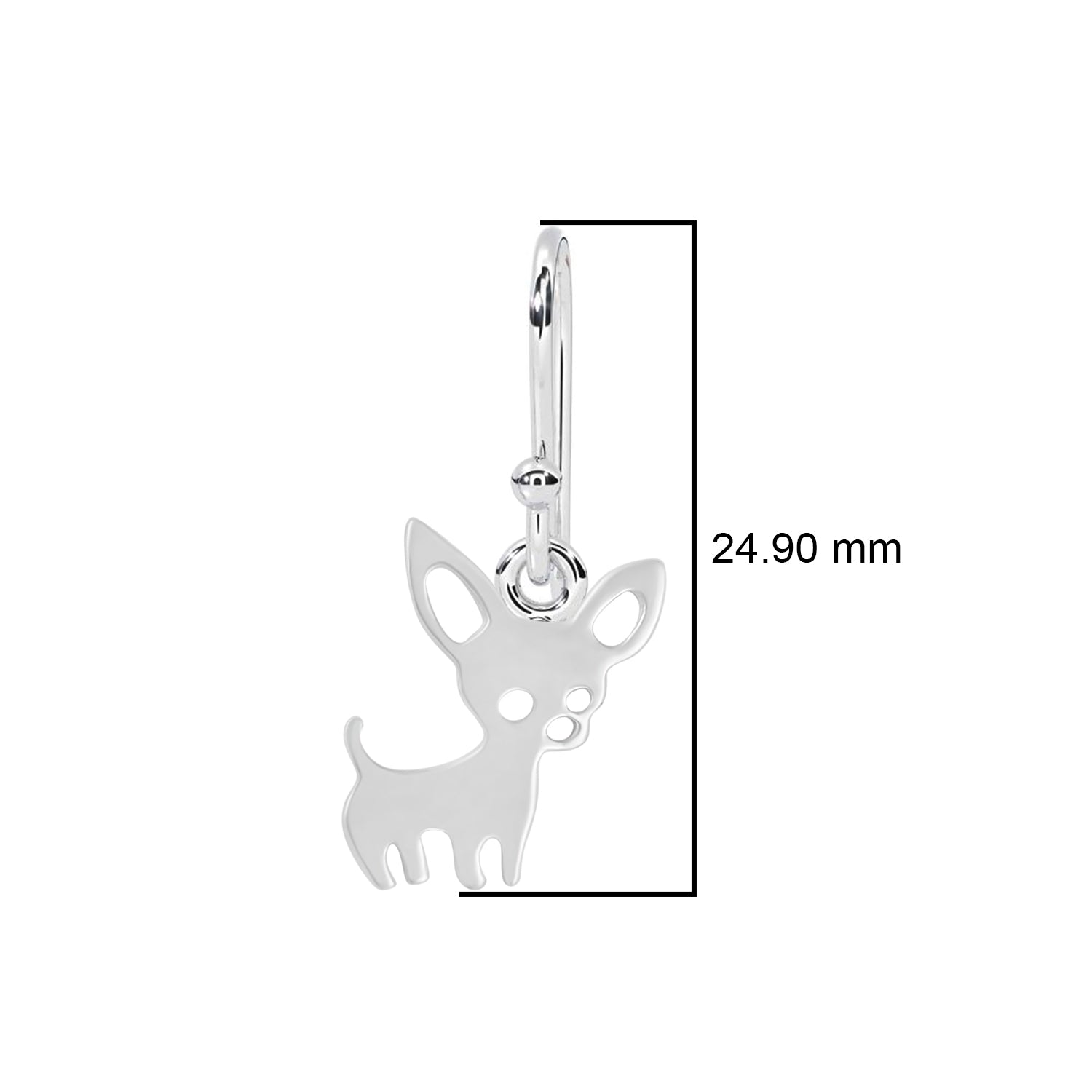 Playful Chihuahua Silhouette Drop Earrings - Sterling Silver