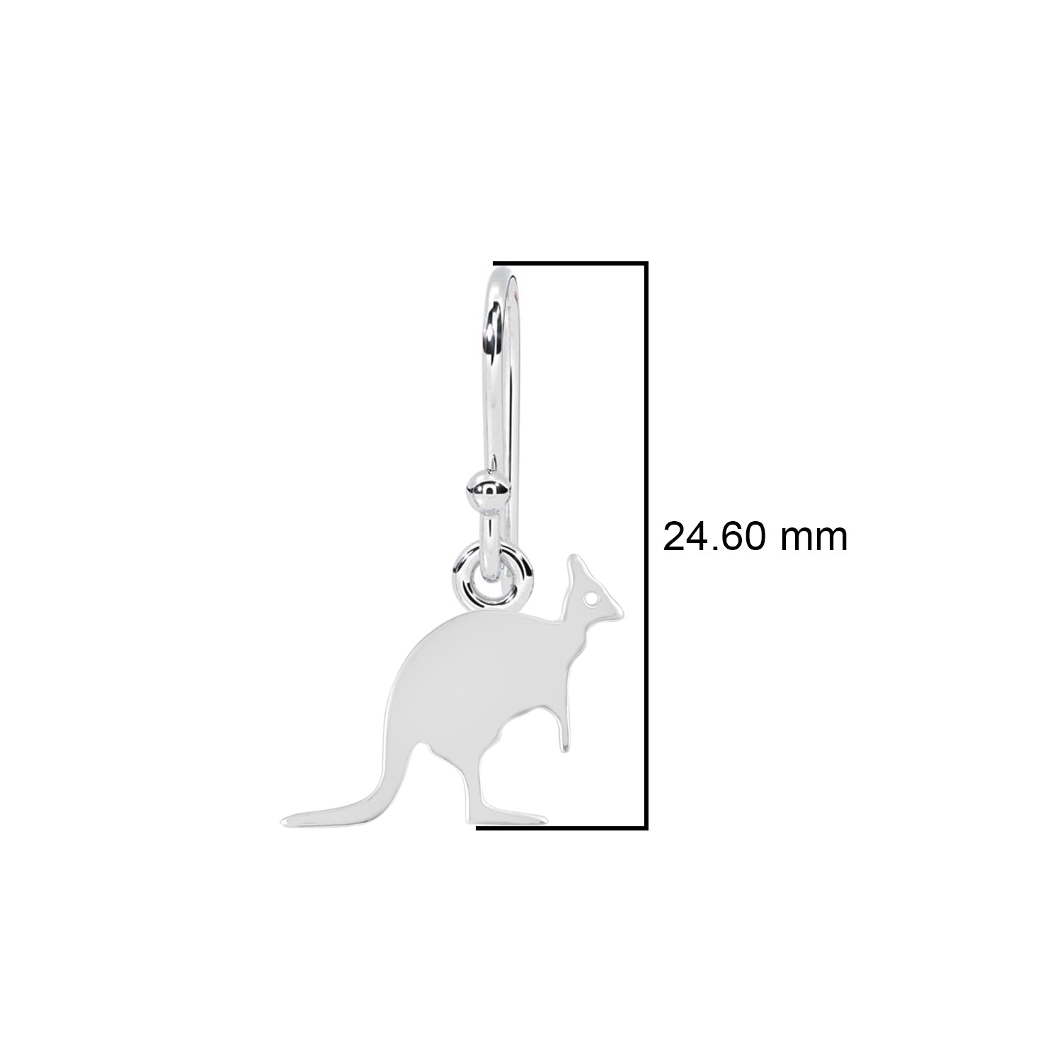 Minimalist Kangaroo Silhouette Drop Earrings - Sterling Silver