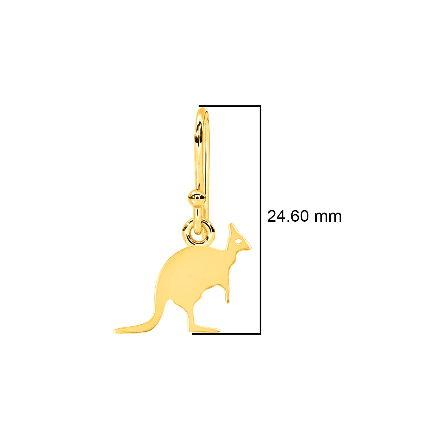 Minimalist Kangaroo Silhouette Drop Earrings - Sterling Silver