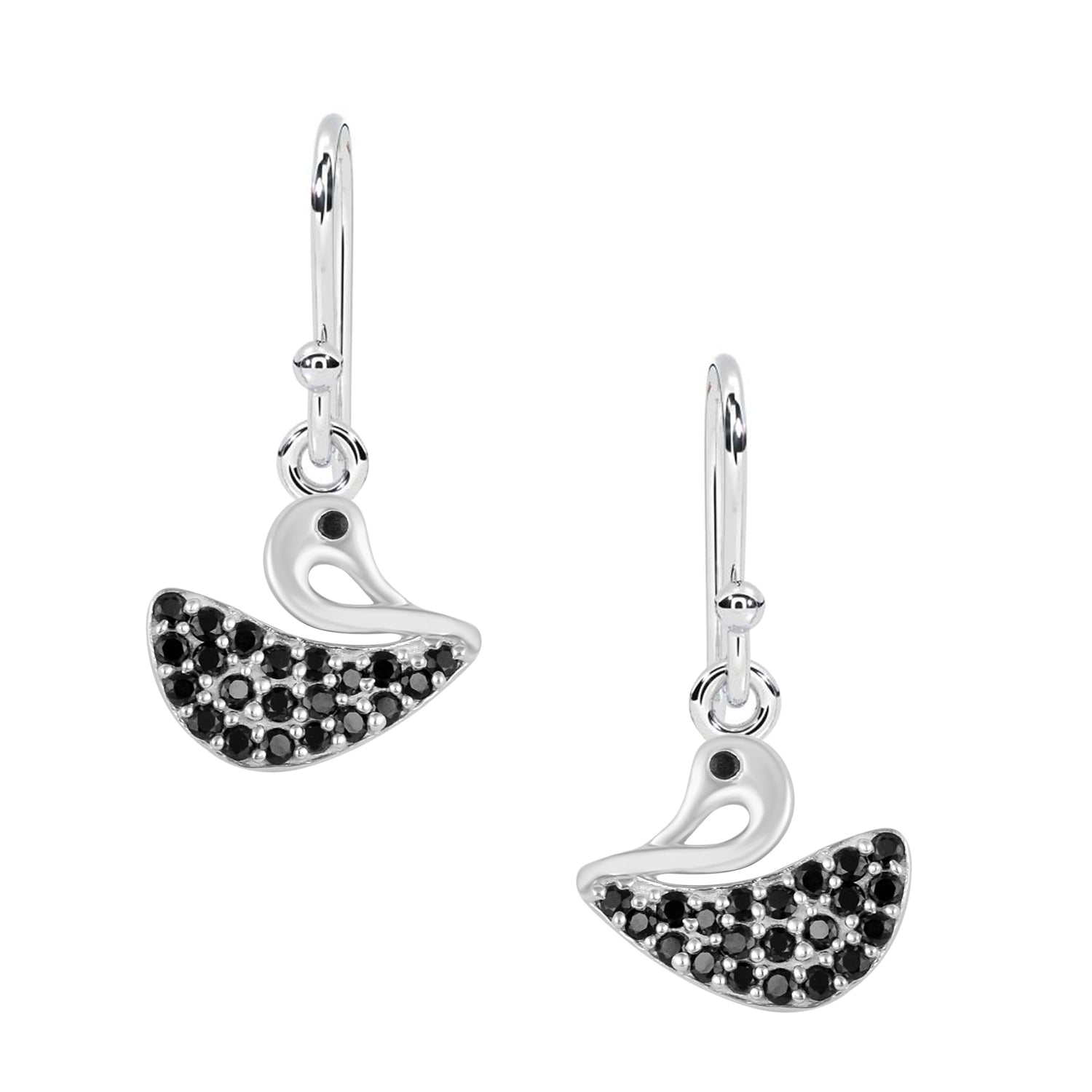 Duck Silhouette Drop Earrings - Sterling Silver