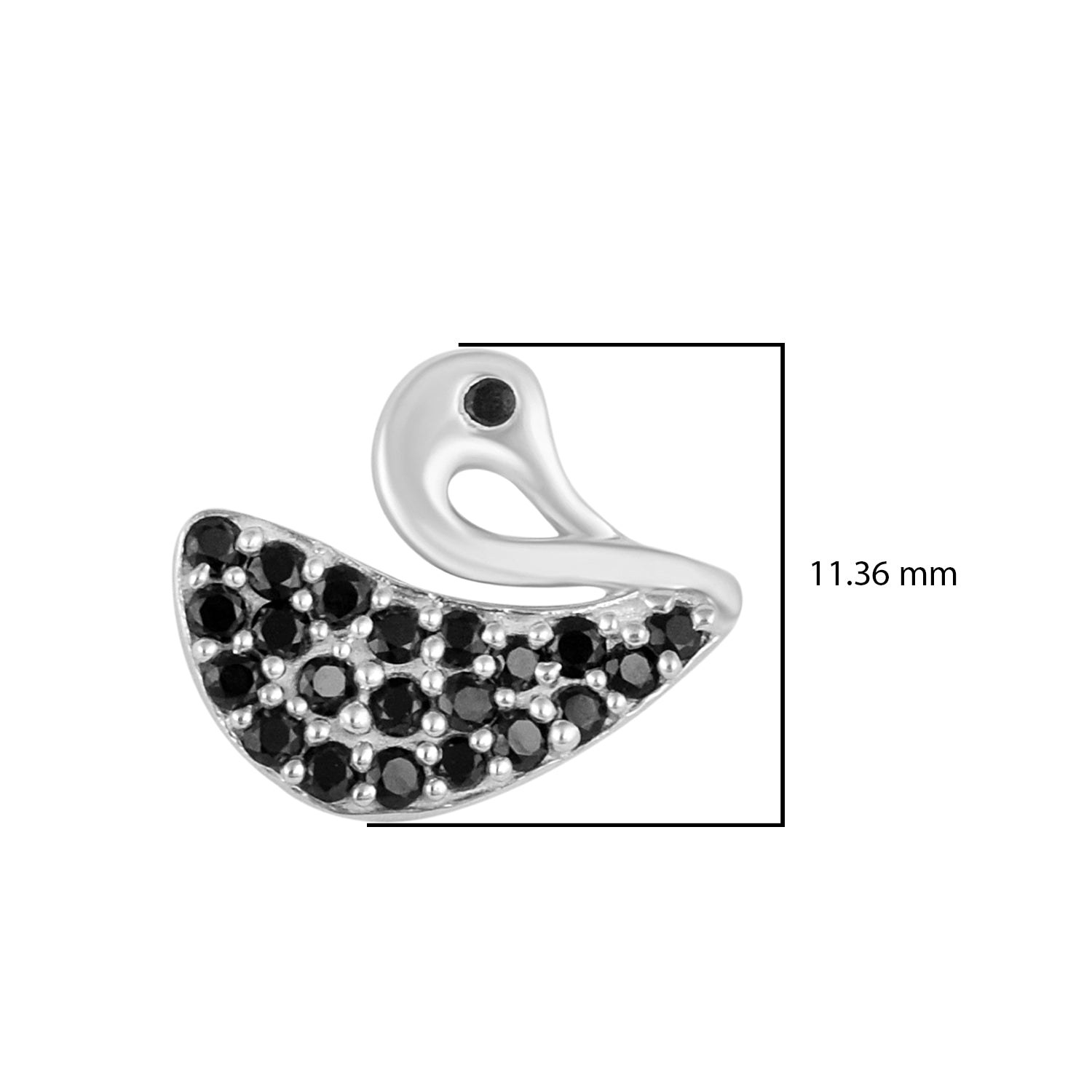 Black Spinel Duck Stud Earrings - Sterling Silver