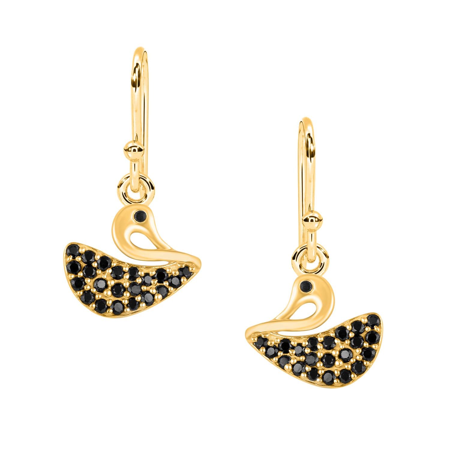 Duck Silhouette Drop Earrings - Sterling Silver