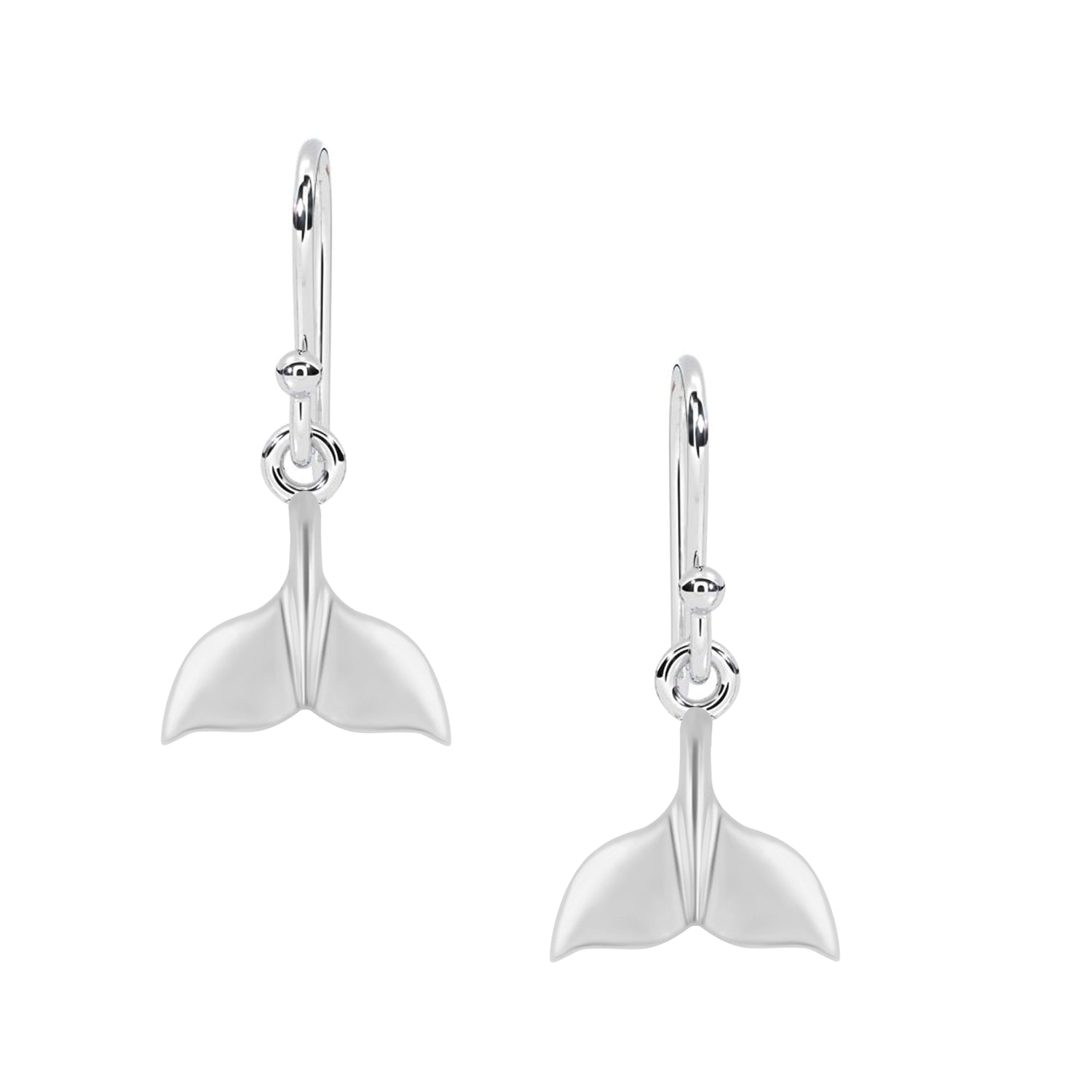 Whale Tail Drop Earrings – Sterling Silver