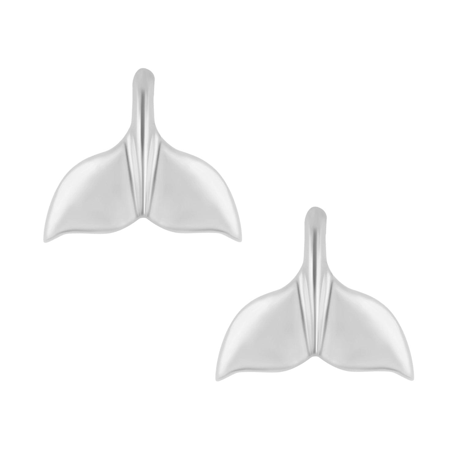 Whale Tail Stud Earrings - Sterling Silver