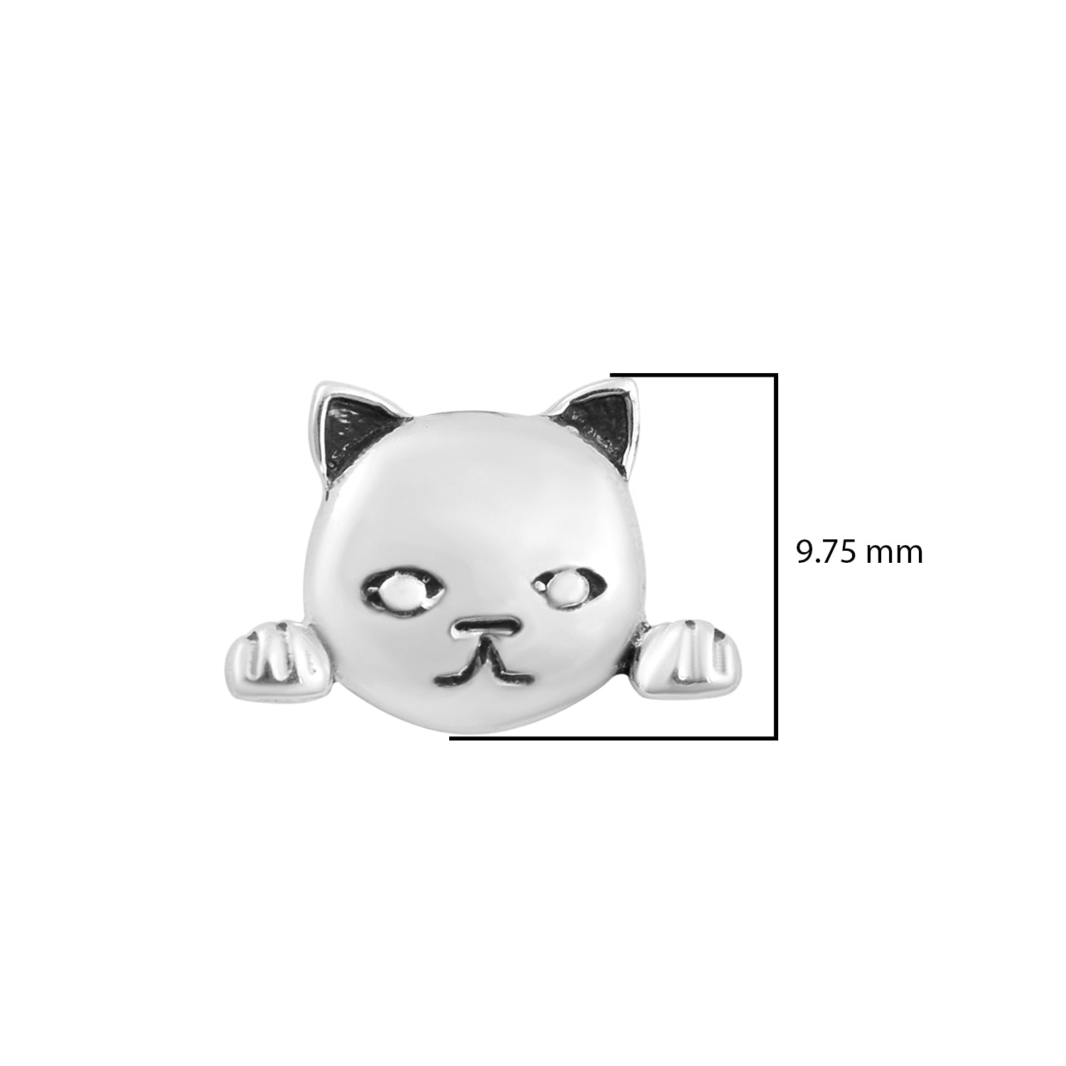 Cat Face Earrings - Sterling Silver