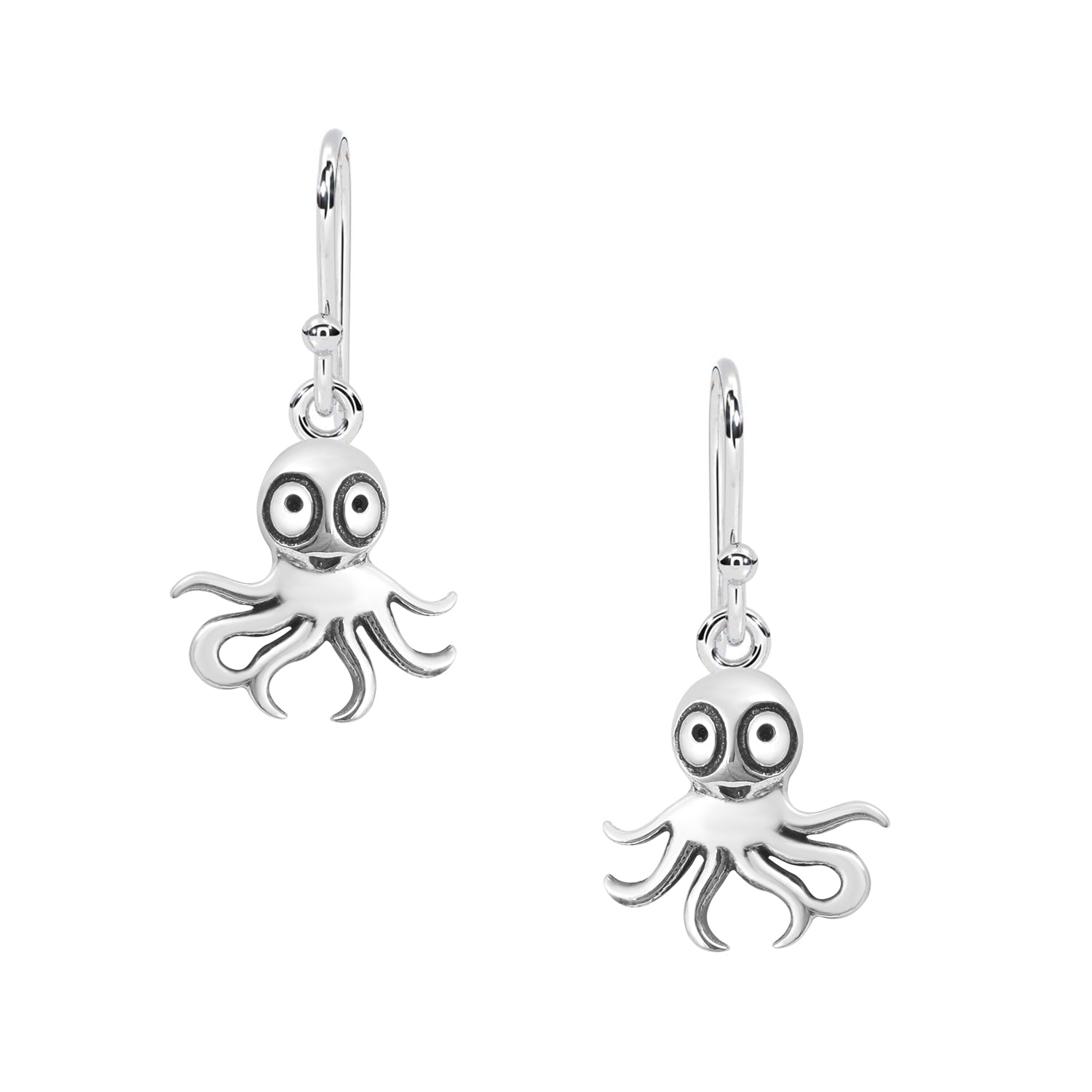 Whimsical Octopus Drop Earrings - Sterling Silver