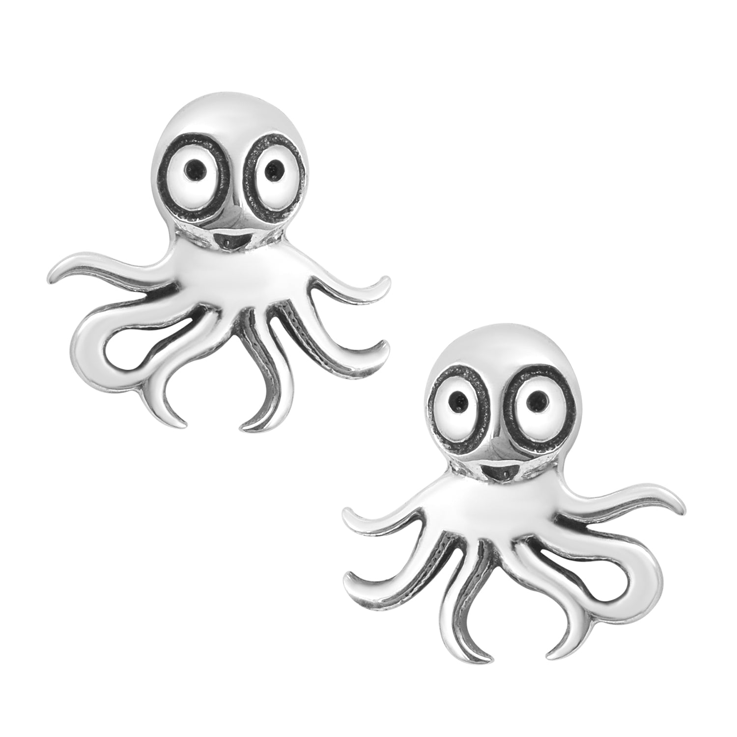 Octopus Stud Earrings - Sterling Silver
