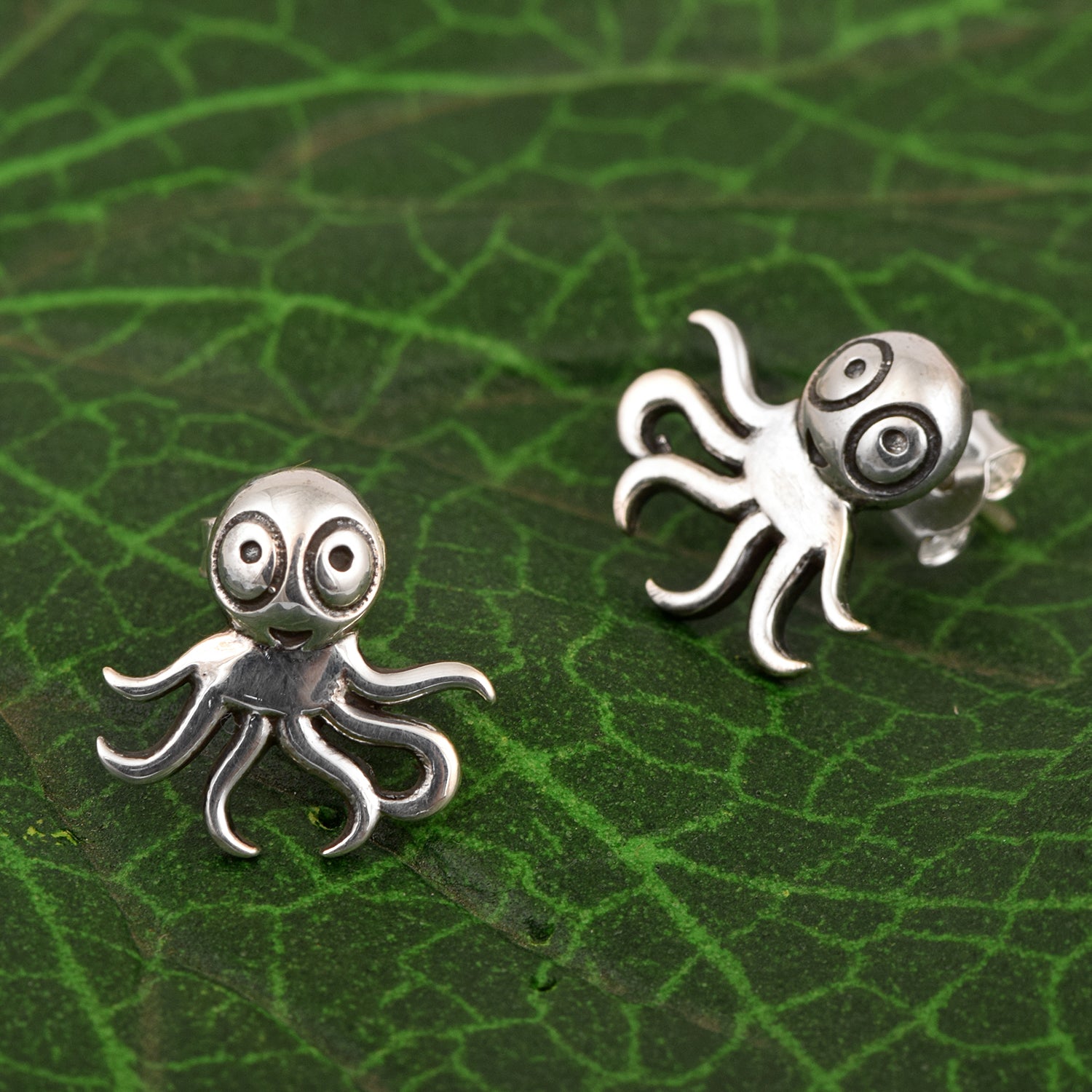 Octopus Stud Earrings - Sterling Silver