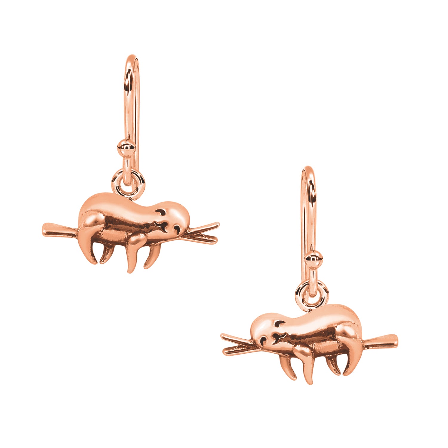 Cute Sloth on Branch Dangle Earrings - Sterling Silver
