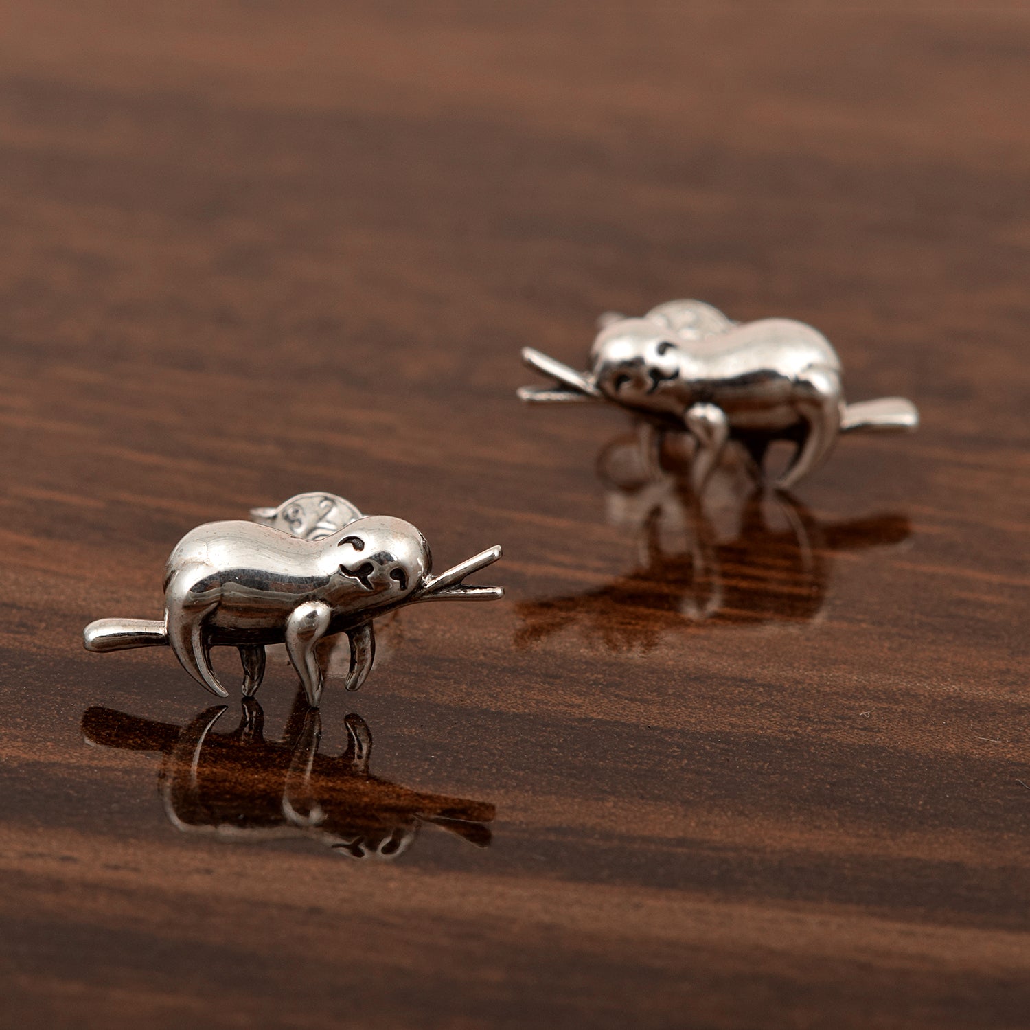 Sloth Animal Stud Earrings - Sterling Silver
