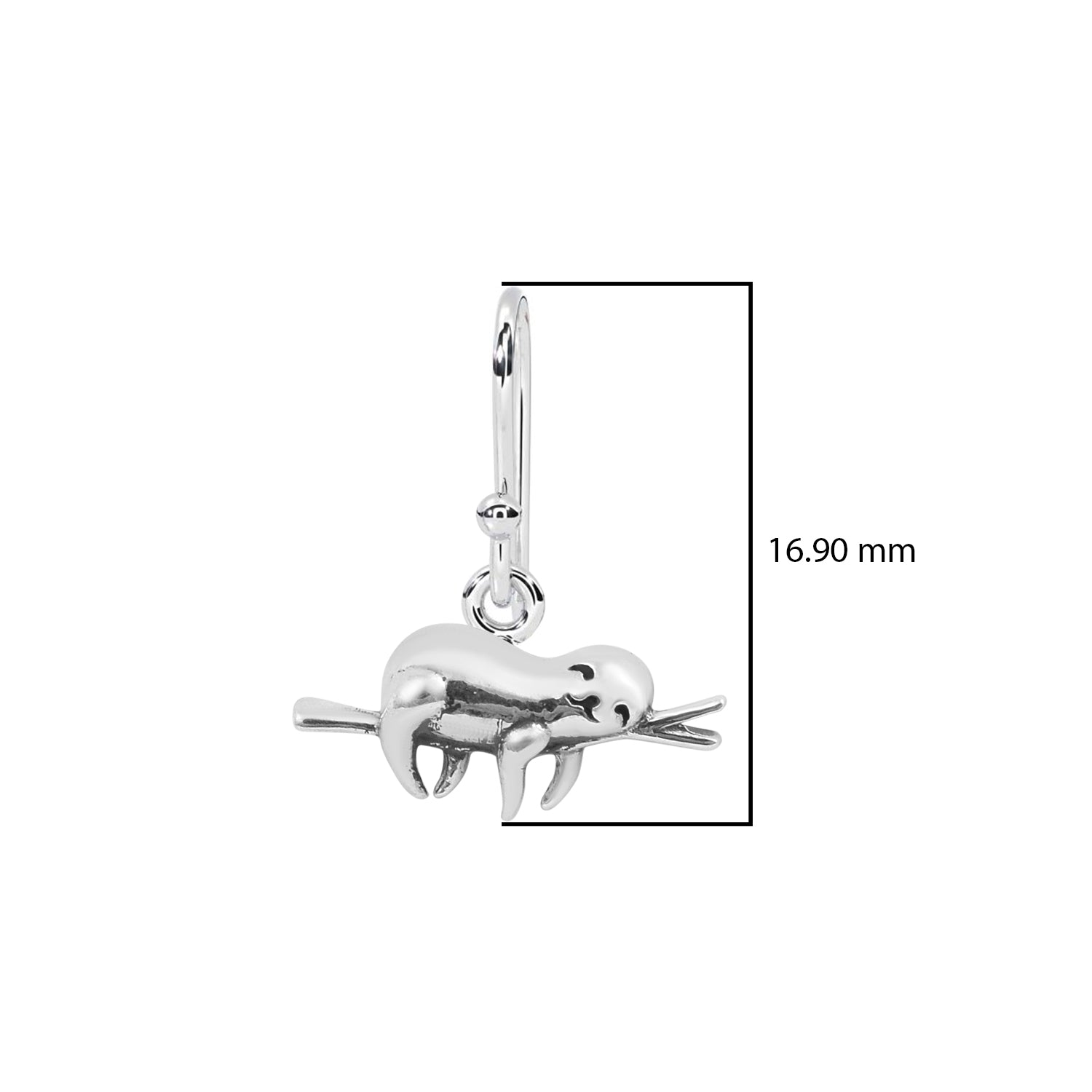 Cute Sloth on Branch Dangle Earrings - Sterling Silver
