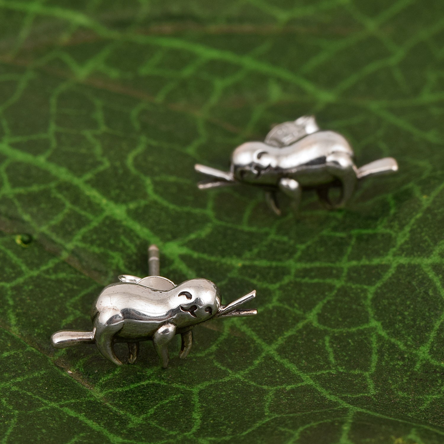 Sloth Animal Stud Earrings - Sterling Silver